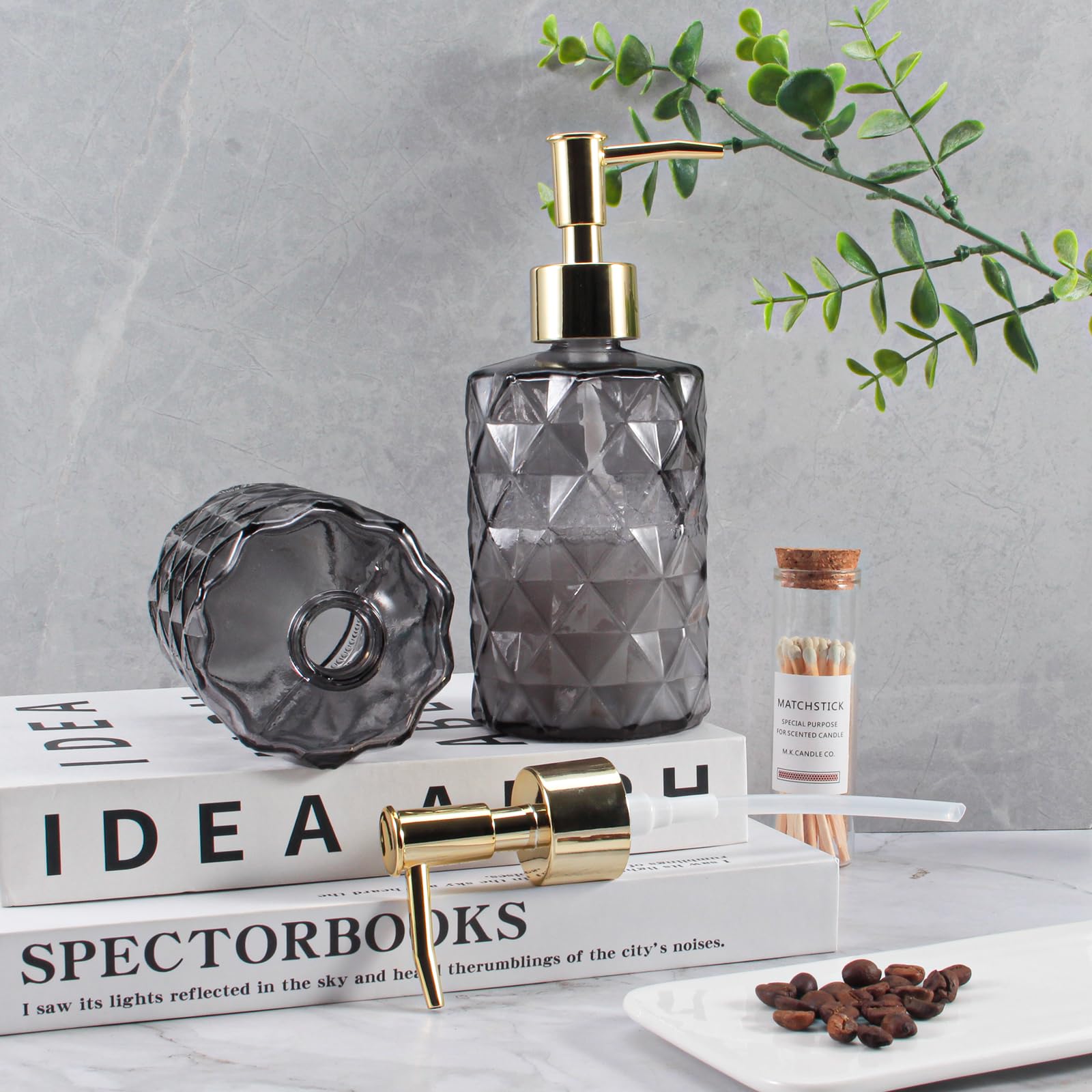 Goyisee Soap Dispenser With Pump,Soap Dispenser With Diamond Pattern For Kitchen Countertop,Bathroom,Hot Pink Bathroom Accessori