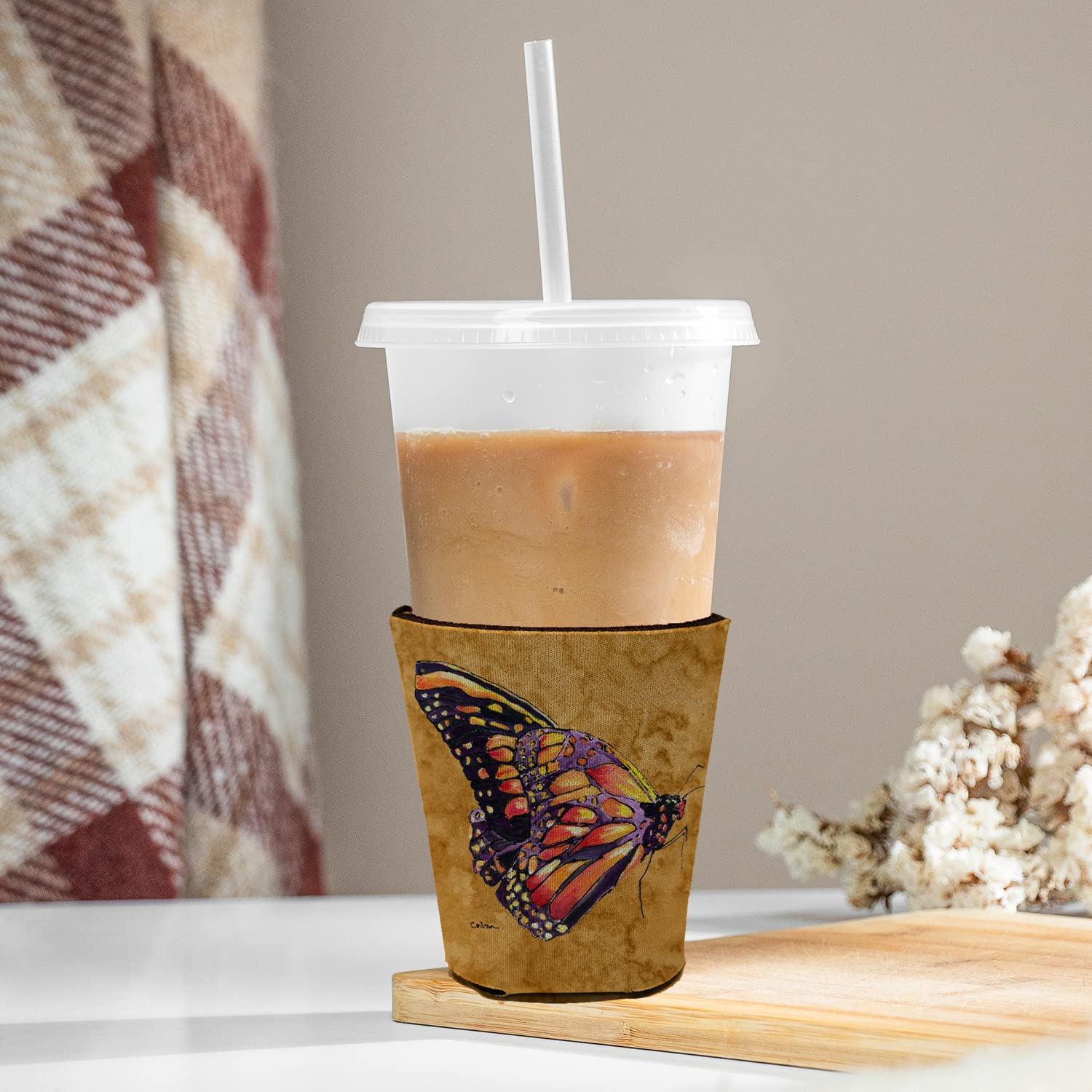 Butterfly on Gold Red Solo Cup Beverage Insulator Hugger