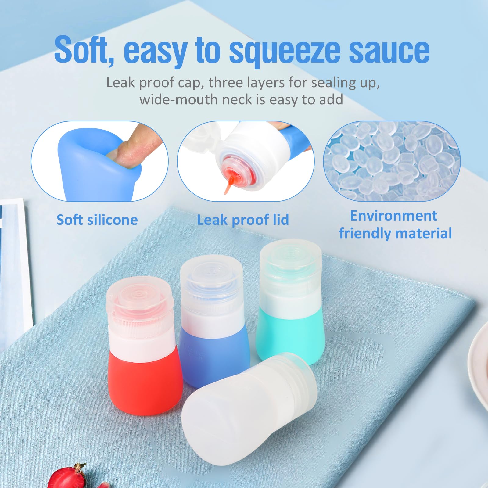 Timiuu Squeeze Salad Dressing Bottles With Cleaning Brush | Portable Sauce Bottles Condiment Bottles | Dressing To Go For Lunch