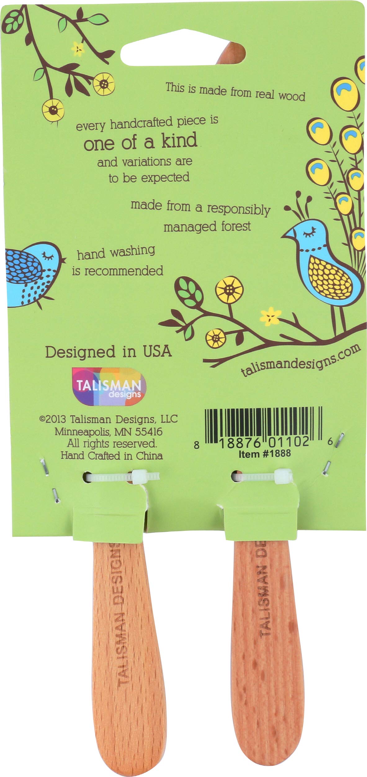 Talisman Designs Laser Etched Beechwood Jam & Spoon Woodland Design | Jam Spreader Set |, Cute & Functional Kitchen Tool |, Deco