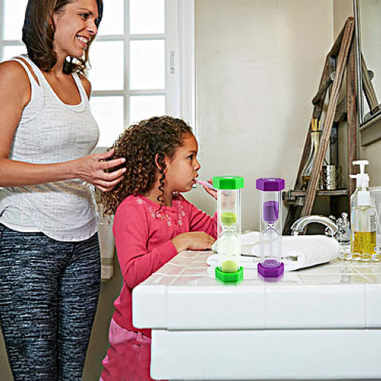 Jeowoqao Tooth Brushing Timers For Kids And Teens, 3 Minutes Hourglass Sand Timer For Brushing Tooth, Pack Of 2