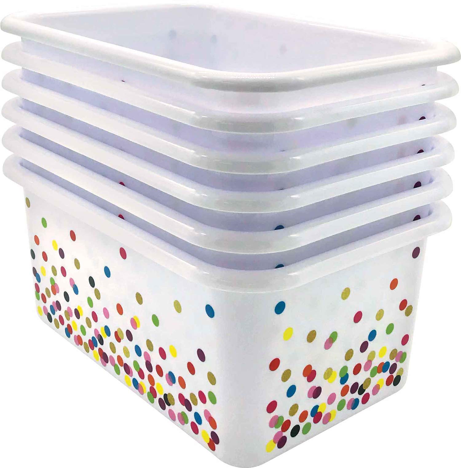 Confetti Small Plastic Storage Bin - 6 Pack