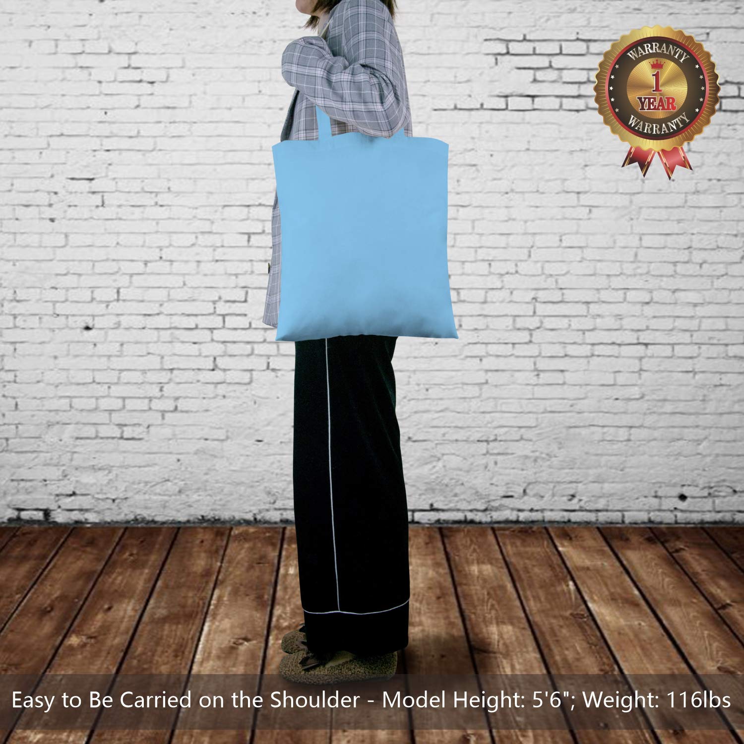 Topdesign 24-Pack Economical 16''X15'' Baby Blue Cotton Tote Bag, Lightweight Medium Reusable Grocery Shopping Cloth Bags, Suita