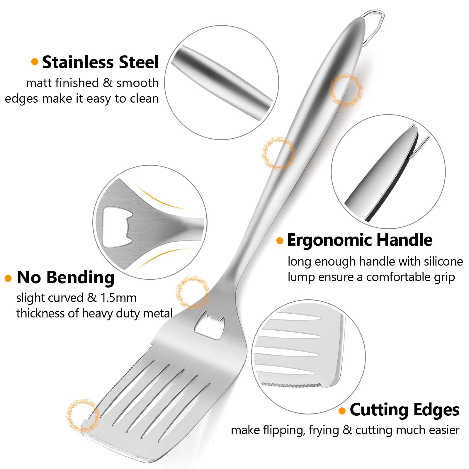 Hasteel Grilling Utensil Set 18In, Stainless Steel Bbq Accessories Tools With Bag For Outdoor Cooking Camping, Heavy Duty Grill