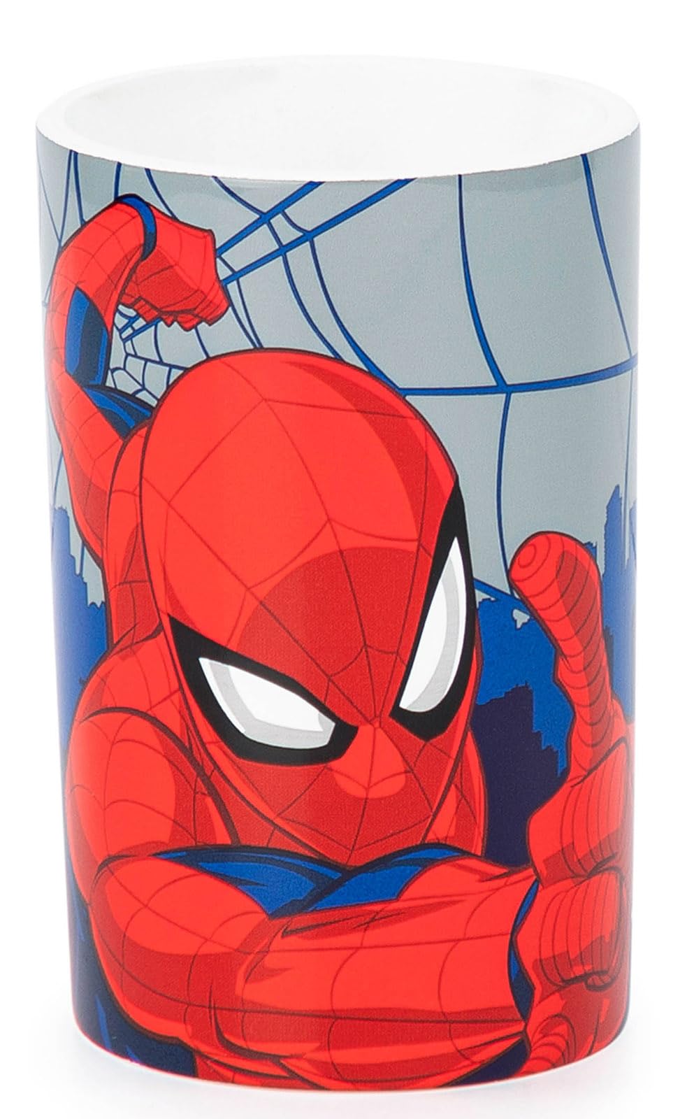 Jay Franco Marvel Spiderman Bathroom Tumbler - Red & Blue Resin Toothbrush/Pencil Holder - Kids Bathroom Accessory