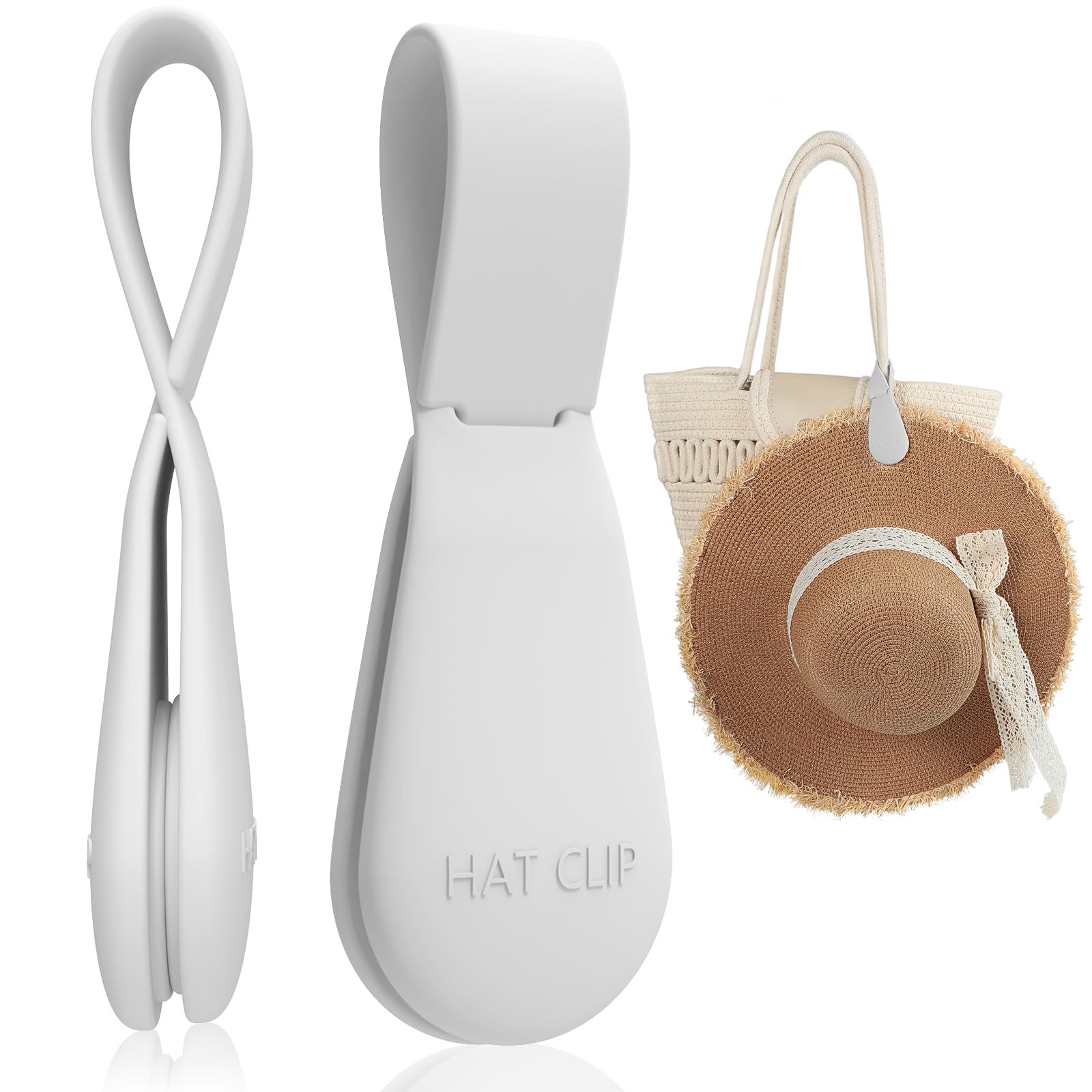 Fikoksol Magnetic Hat Clip For Travel On Bag, 1Pcs Light Gray Silicone Hat Clip Magnet Hat Holder Hat Hook For Bag Tote Luggage,
