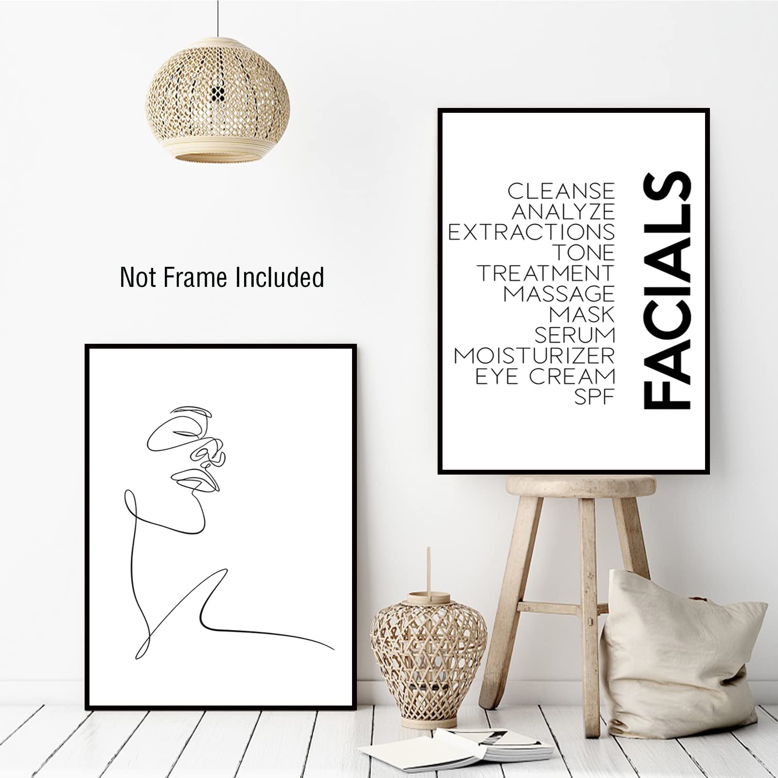 Luhdfys Facials Canvas Wall Art Print Spa Beauty Decor Esthetician Gift Woman Face Sketch One Line Drawing Painting Scandinavian