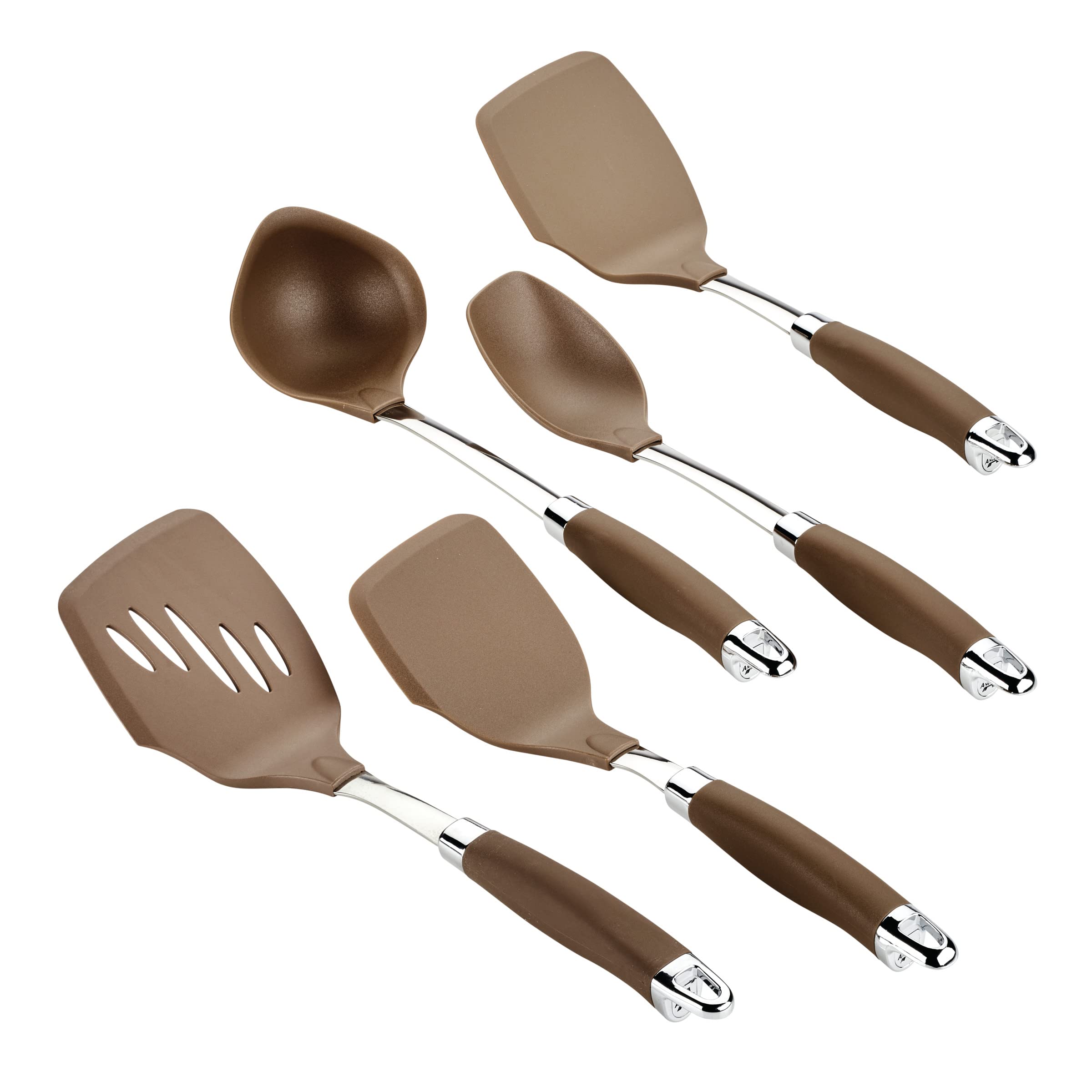 Anolon Suregrip Gadgets Nonstick Utensil Kitchen Cooking Tools Set, 5 Piece, Bronze