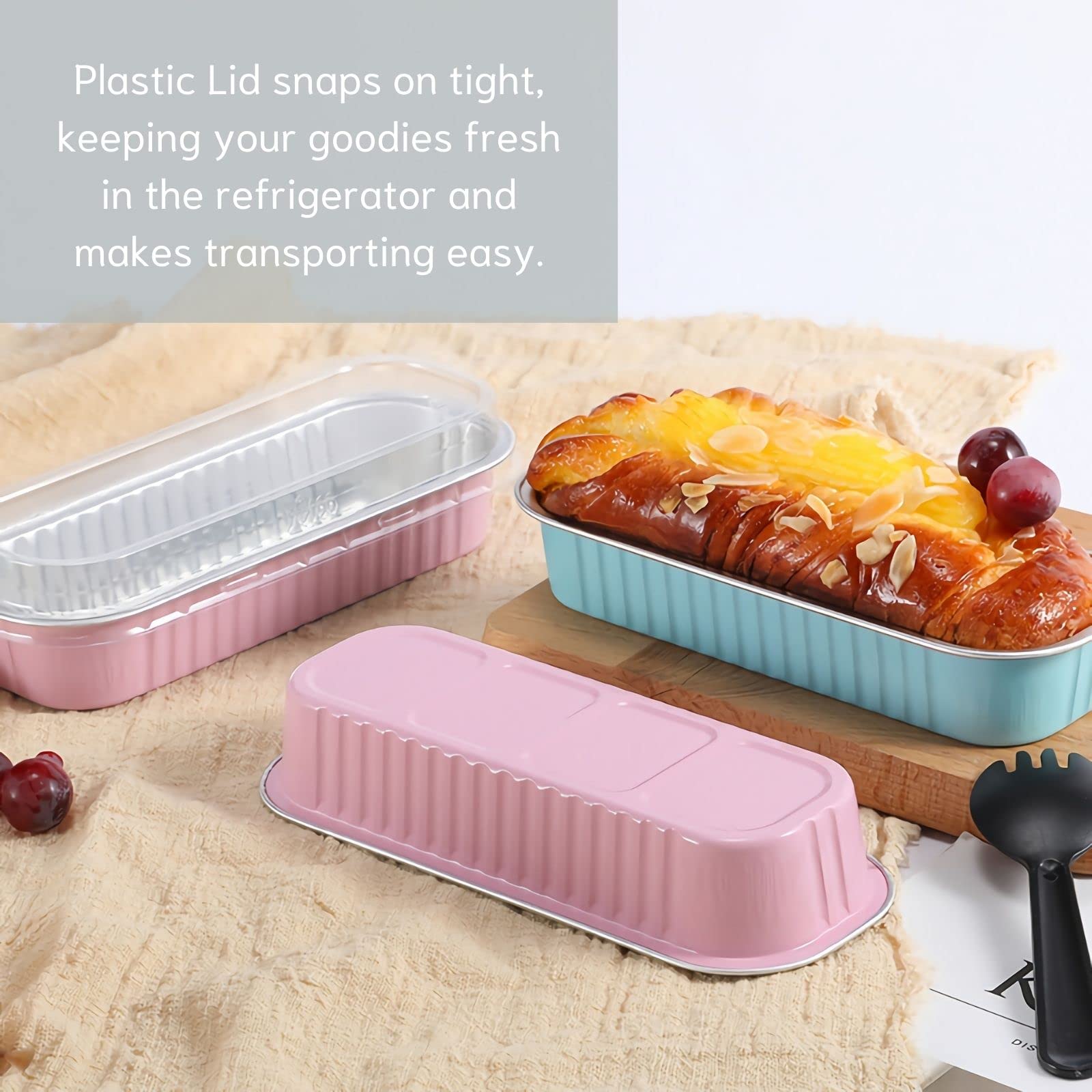 Findful Mini Loaf Baking Pans With Lids And Spoons (50 Pack, 6.8Oz) Rectangle Aluminum Foil Baking Pans Tins Containers - Cupcak