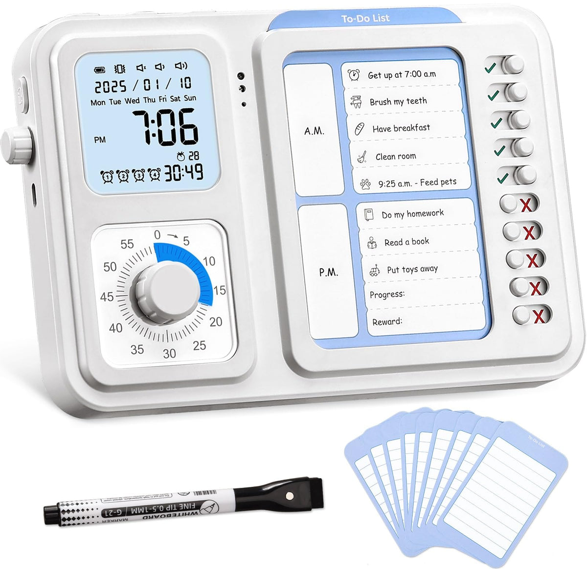3-in-1 Visual Timer & ADHD Tool for Kids|Adults, Task Timer with Chore ...