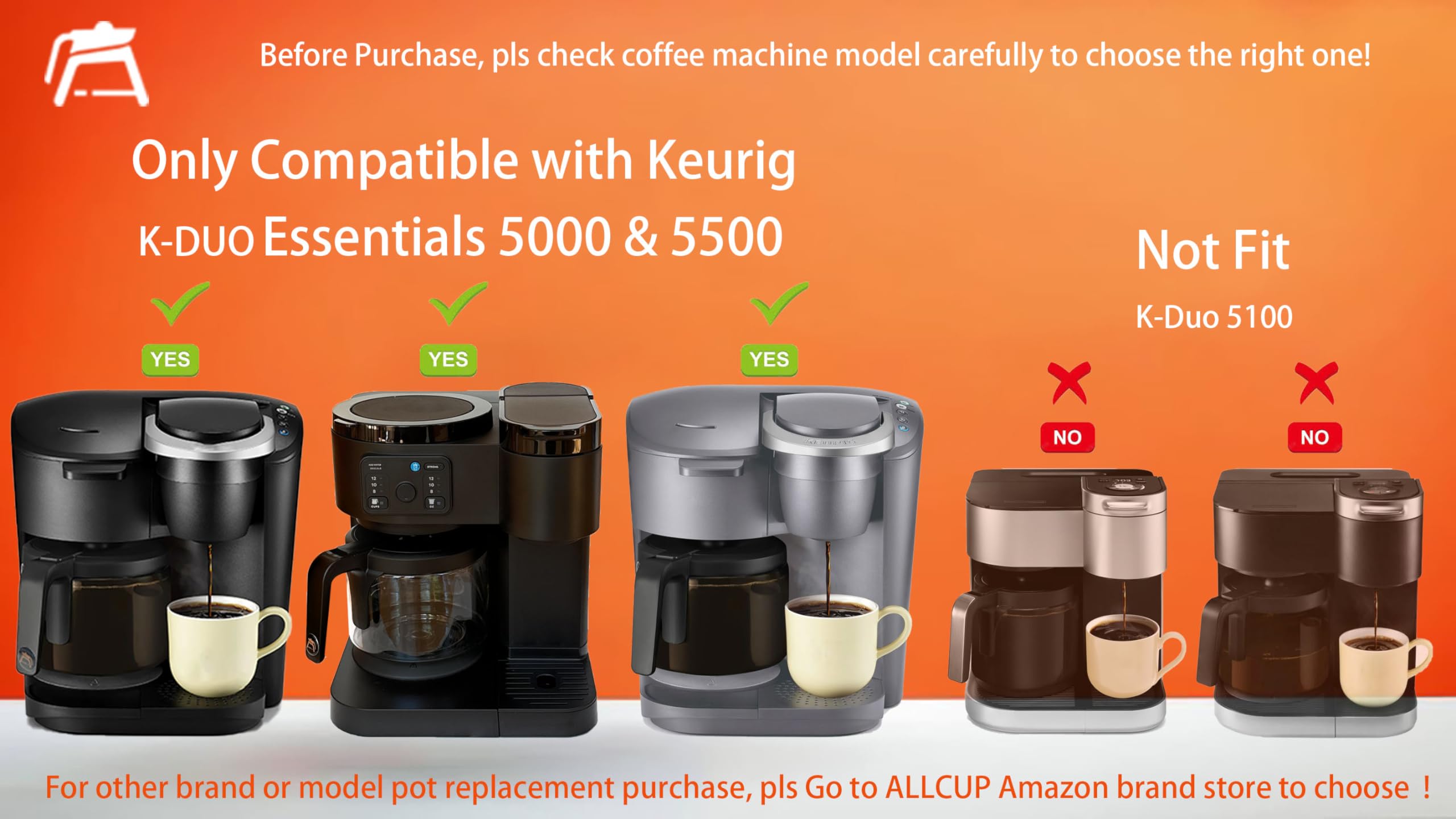 12 Cups Coffee Pot Replacement Compatible For Keurig K-Duo Essentials 12 Cups Coffee Machine 5000 &5500 (Not Fit K-Duo 5100 Mode