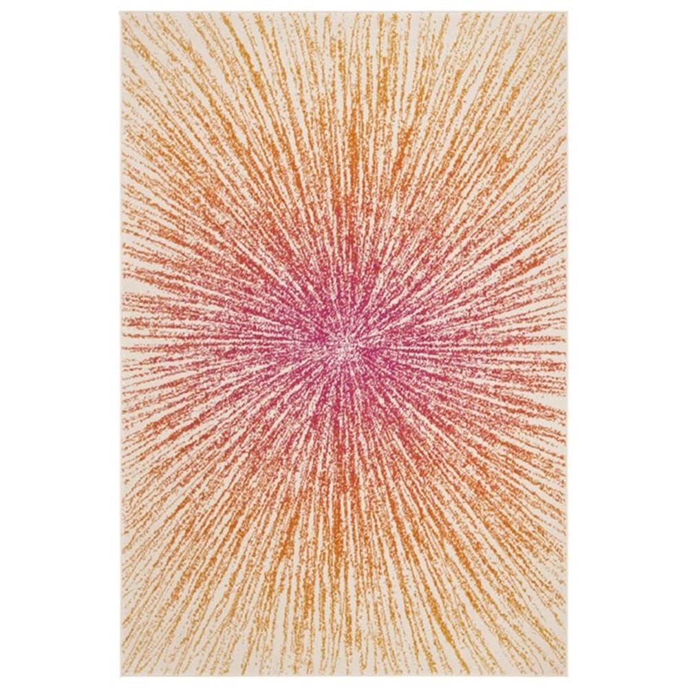 SAFAVIEH Evoke Collection 67 x 9 Fuchsia/Cream EVK228R Abstract Burst Non-Shedding Living Room Bedroom Dining Home Office Area