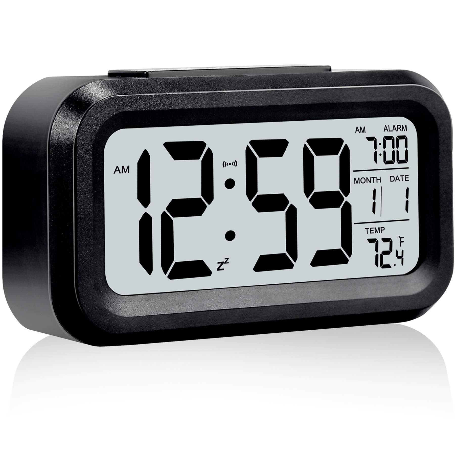 Digital Alarm Clock,Battery Operated Small Desk Clocks,With Date,Indoor Temperature,Snooze Function, Lcd Electronic Clock For Be