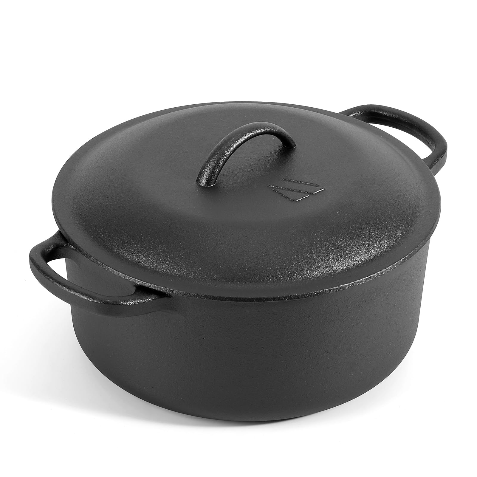 6 QT Basics Cast Iron Dutch Oven Pot with Lid and Dual Handles, Oven Safe up to 500F Large Cooking Pan,Bread Oven