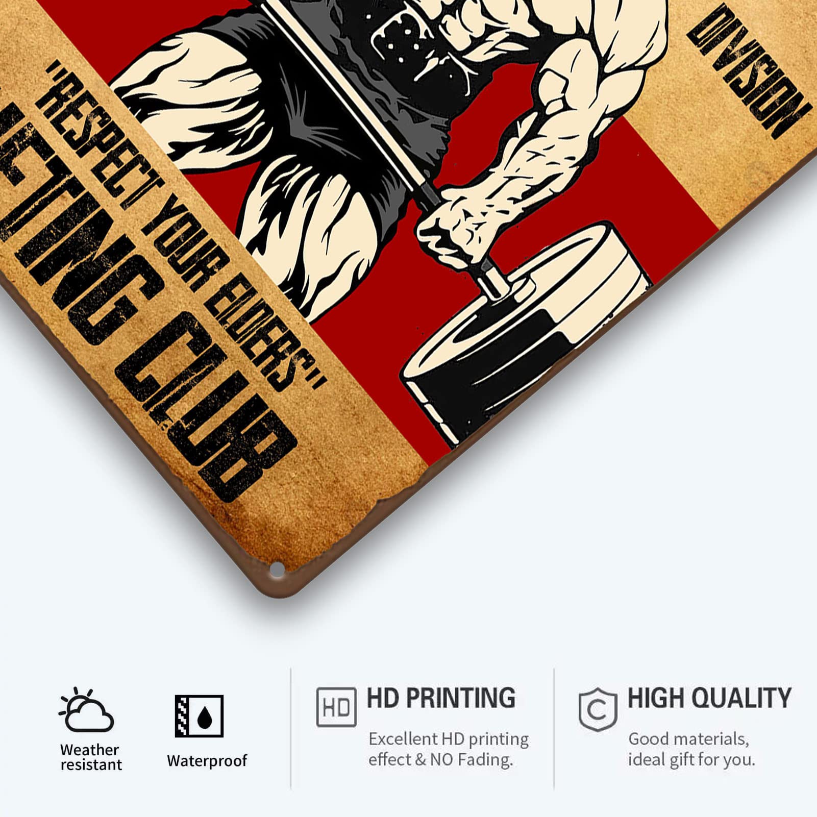 Old Man Gym Tin Sign Weightlifting Signs For Home Gym Man Poster Decor Masters Division Respect Your Elders Fitness Man Metal Si