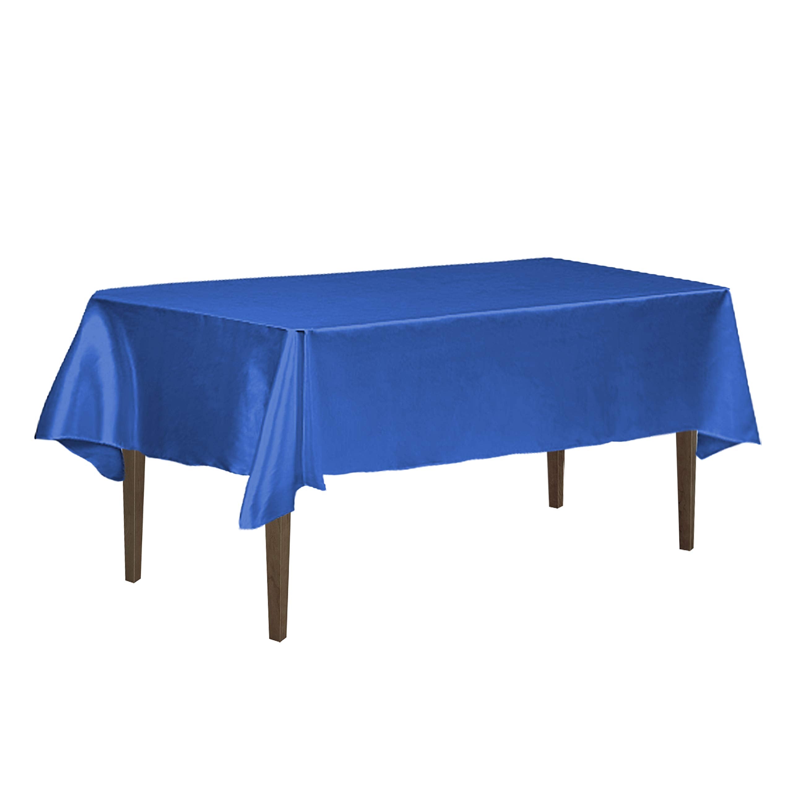 LinenTablecloth 60 x 126-Inch Rectangular Satin Tablecloth Royal Blue
