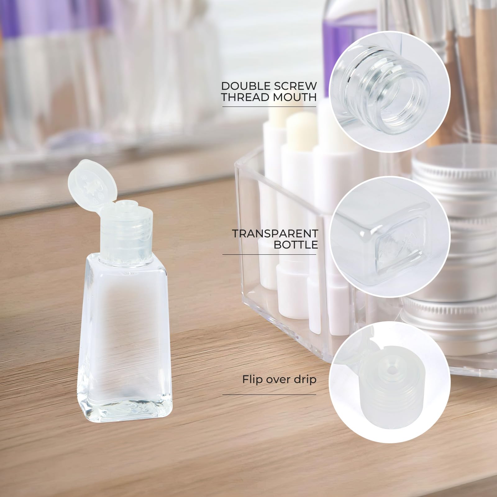 Innolife 6 Pack 1Oz Flip Cap Squeeze Bottles Plastic Refillable Empty Travel Bpa Free Container For Skin Cleanser