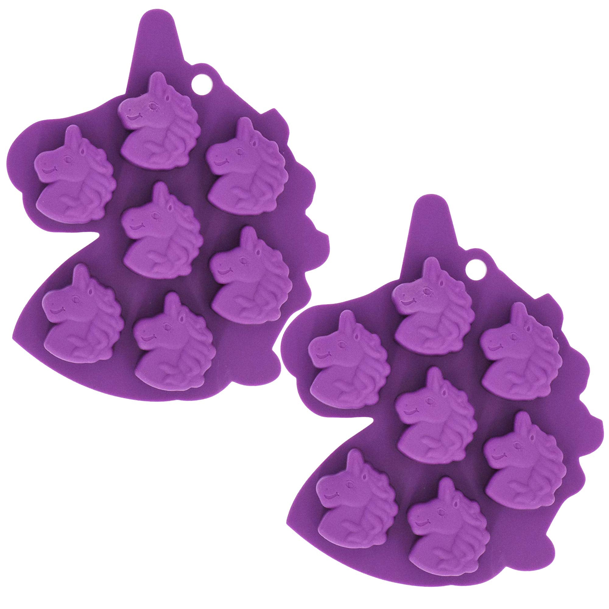 Fewo 2Pcs Mini Unicorn Head Ice Cube Tray, Unicorn Silicone Molds Set For Chocolate Candy Cake Cupcake Soap Baking Jello Cookie