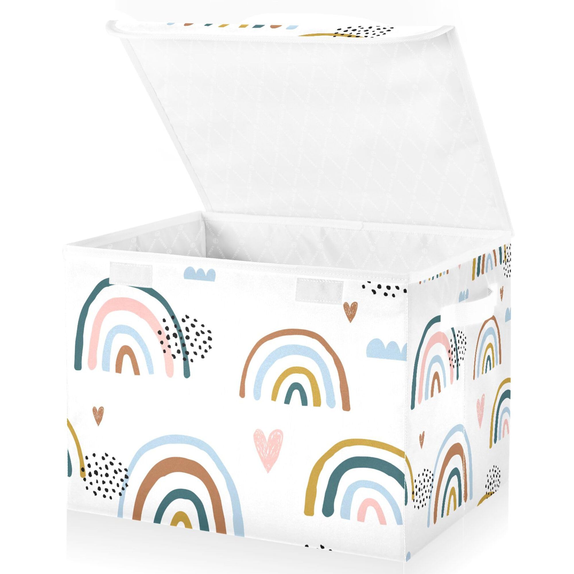 Xigua Cartoon Rainbow Storage Bins With Lids And Carrying Handle,Foldable Storage Boxes Organizer Containers Baskets Cube With C