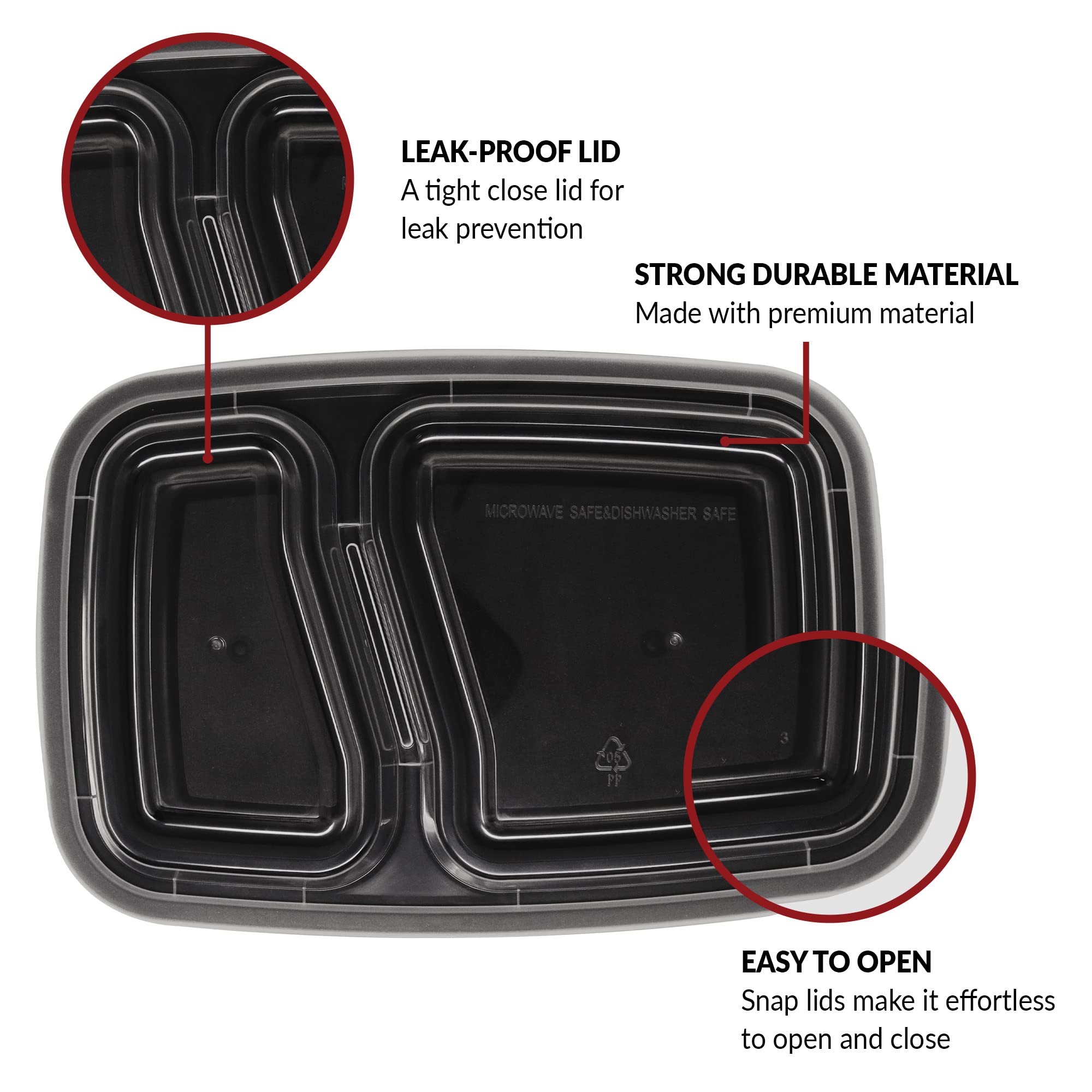 Reli. Meal Prep Containers, 32 Oz. | 45 Pack | 2 Compartment Food Container W/Lids | Microwavable Food Storage Containers/To Go