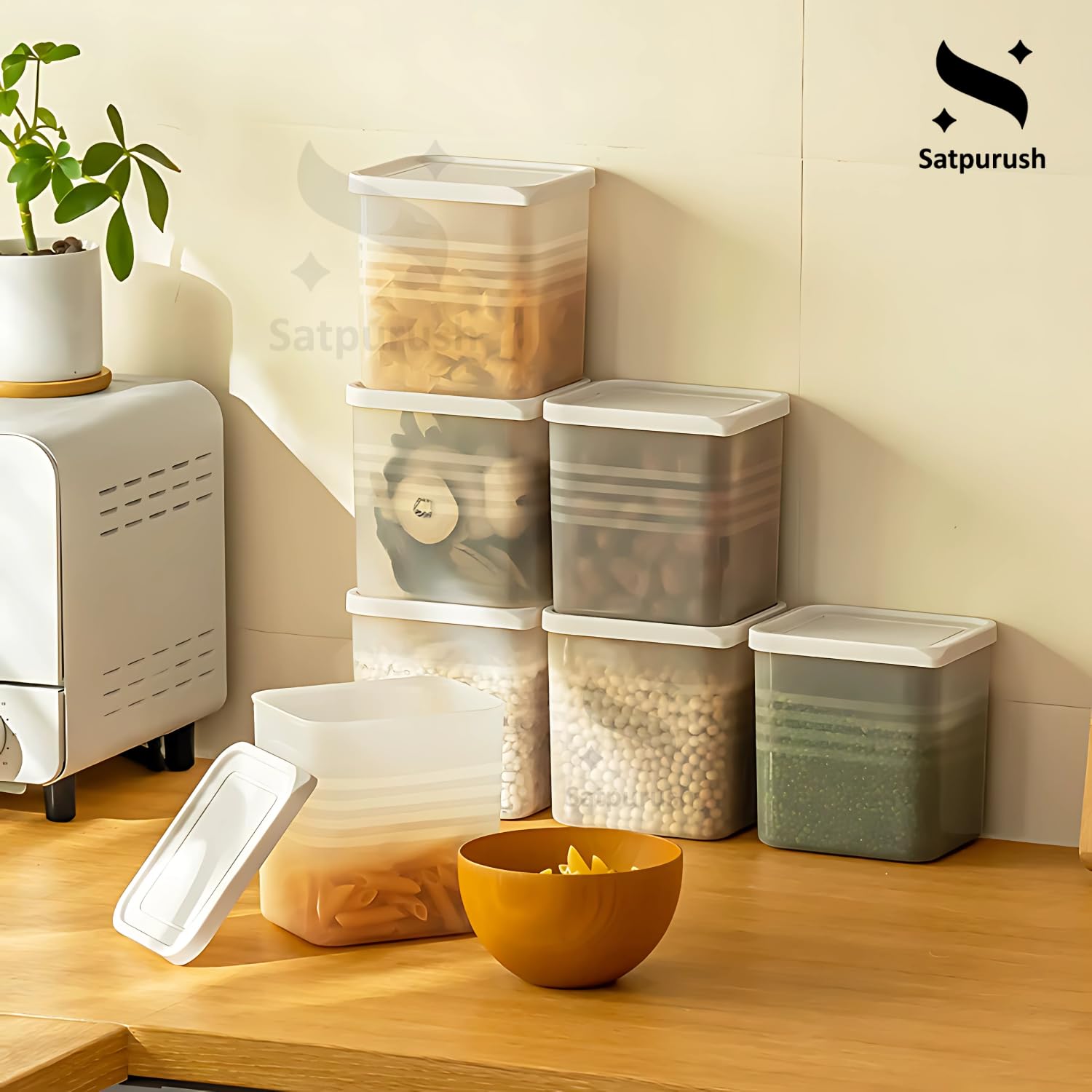 Satpurush Fridge Storage Boxes (Pack Of 6) Freezer & Refrigerator Organizer Containers Kitchen Storage Container Set Kitchen Acc