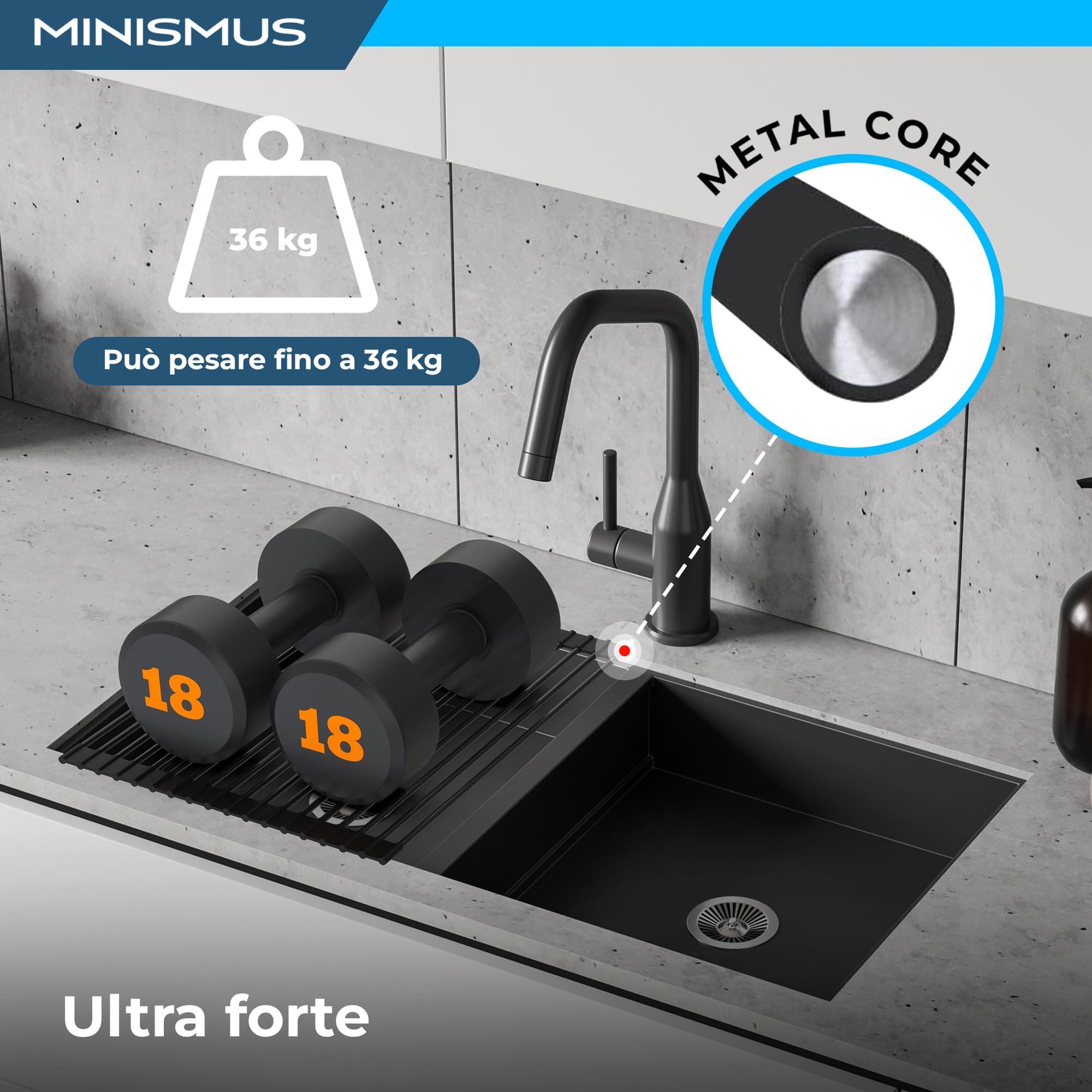 Minismus Over The Sink Dish Drying Rack - Sink Drying Rack - Sink Rack - Heat Resistant and Dishwasher Safe - Covered in Silicone - Dish Rack Over Sink Drying Rack - 13x17 Inches (Black)