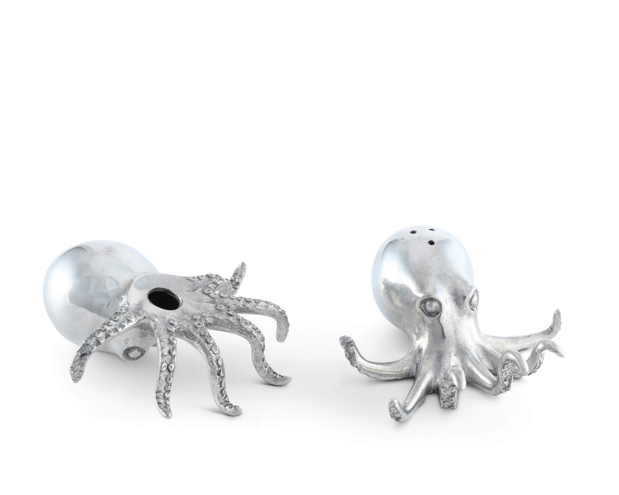 Vagabond House Pewter Octopus Salt And Pepper Shaker Set 3 Inch Long X 1.5 Inch Tall