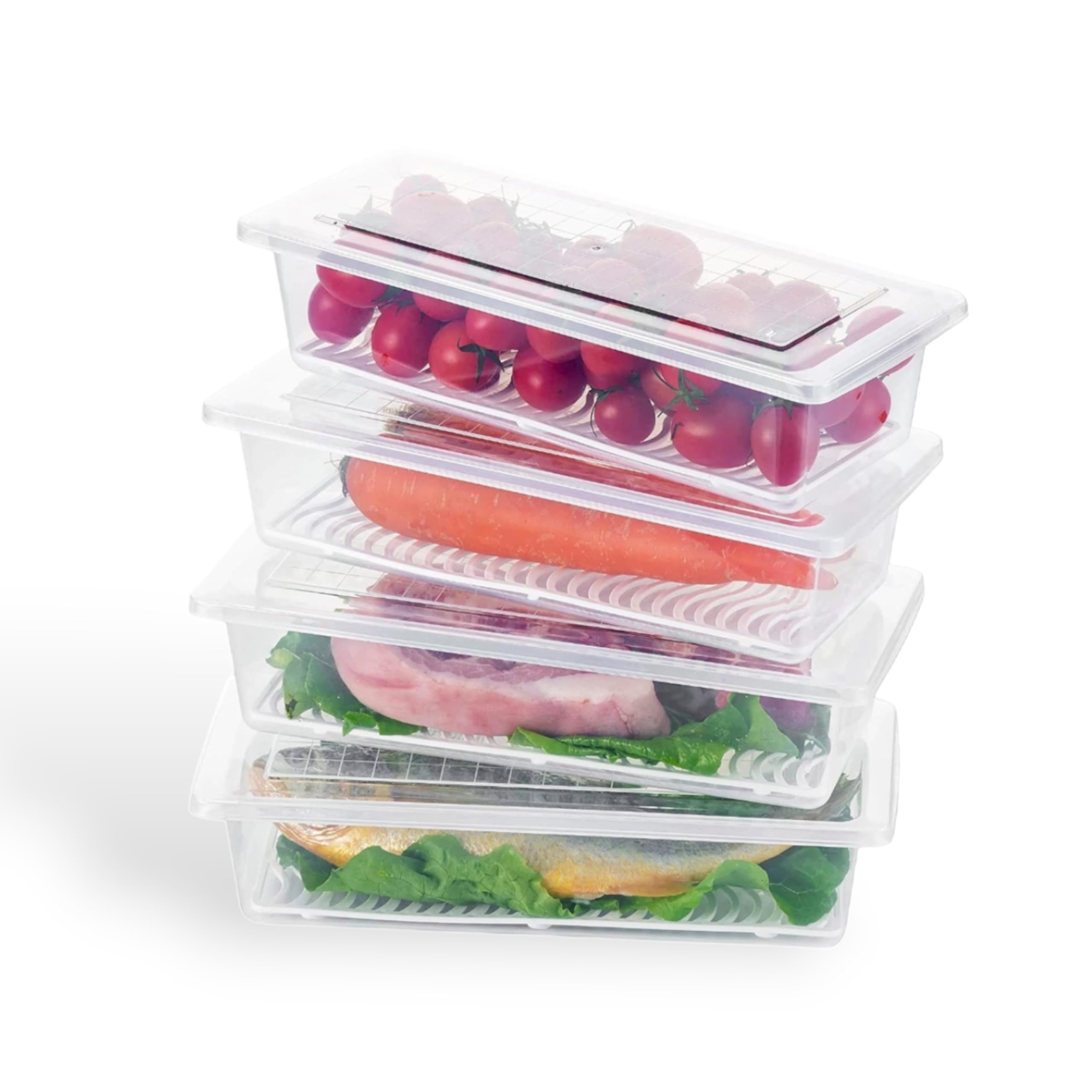 Youbee MultiPurpose Food Storage Container With Removable Drain Plate And Lid, StackAble Freezer Storage Containers To Keep Fr