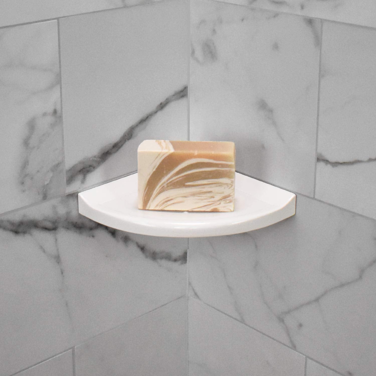 Questech Decor Shower Soap Dish, Lugged For New Construction, Corner Shower Shelf For Tiled Shower Walls, 5 Inch Metro Lugged Sh
