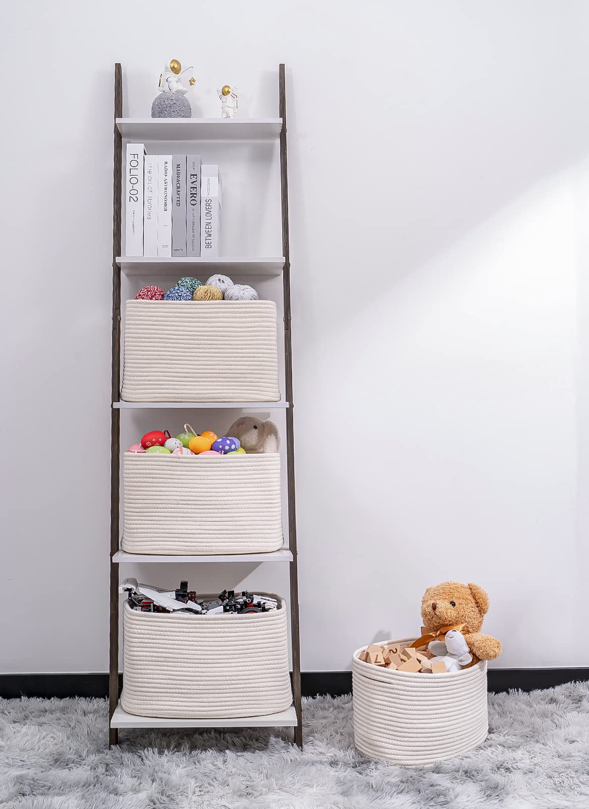 Kriitools Off White Storage Cubes Baskets Bins For Shelves Set Of 3, Rectangular Closet Storage Cube Baskets, Skin-Friendly Wove