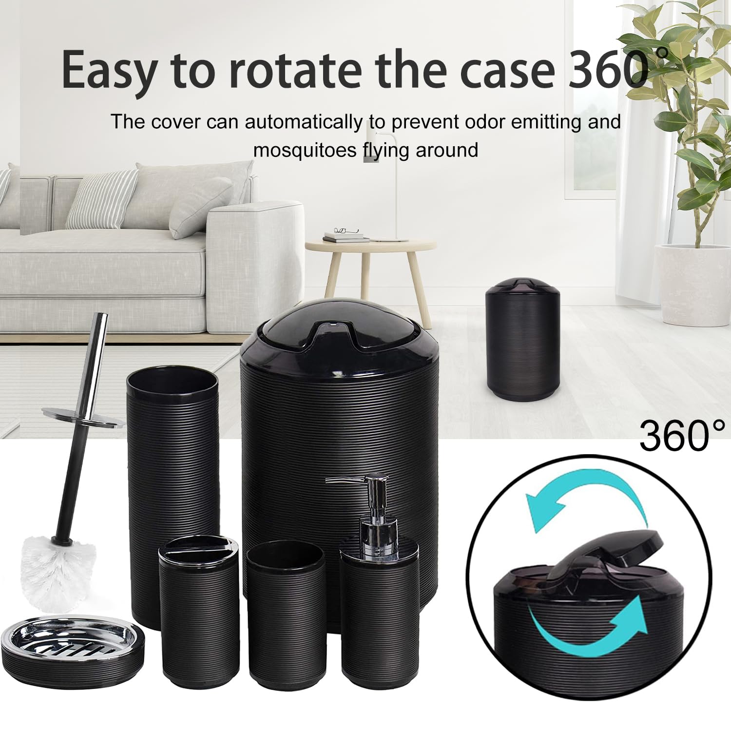 Cerbior Bathroom Accessories Set 6 Piece Bath Ensemble Includes Soap Dispenser, Toothbrush Holder, Toothbrush Cup, Soap Dish For