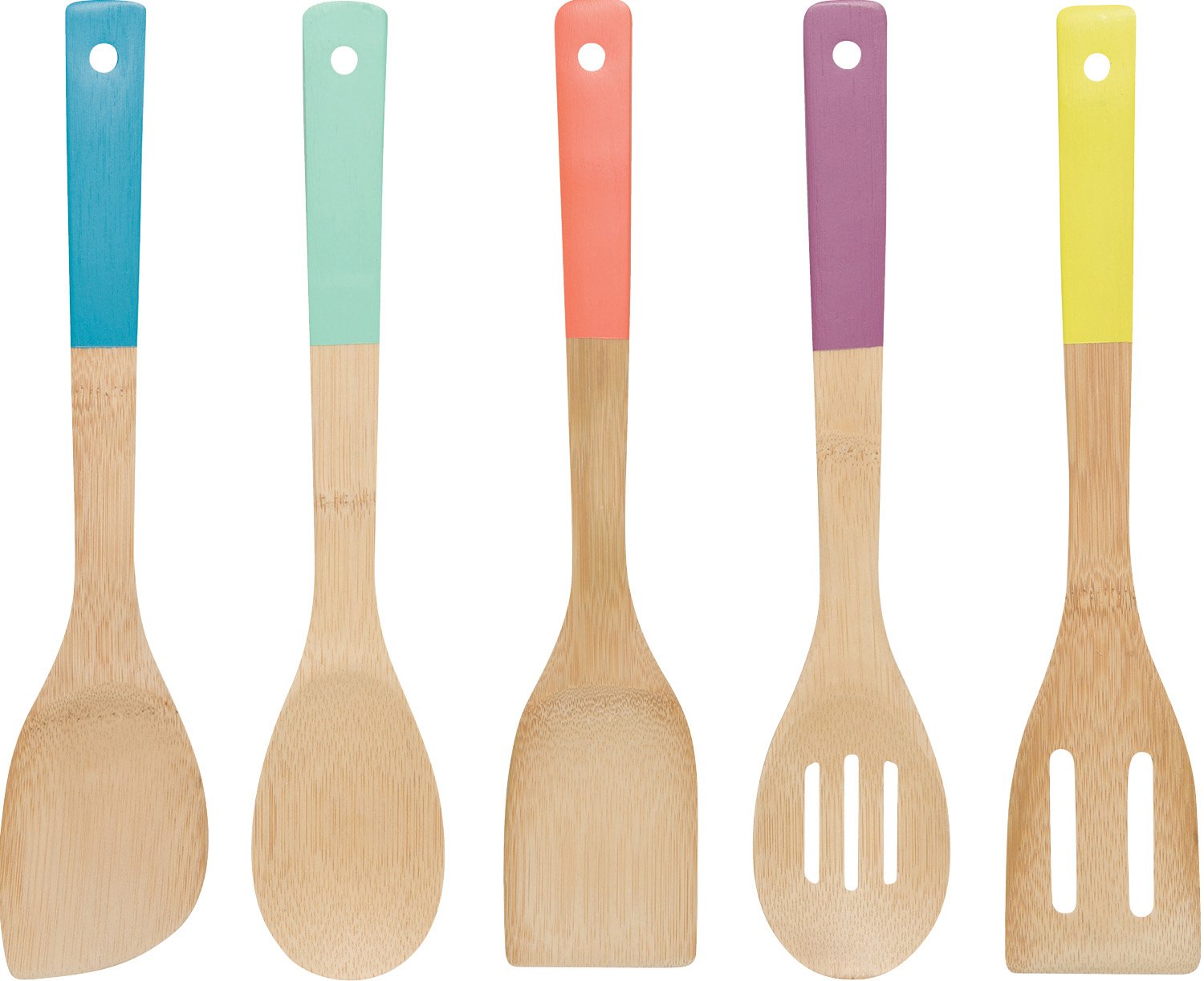 Now Designs Bamboo Utensils, Set Of 5, Multi-Color, 1 Ea, (5044001)