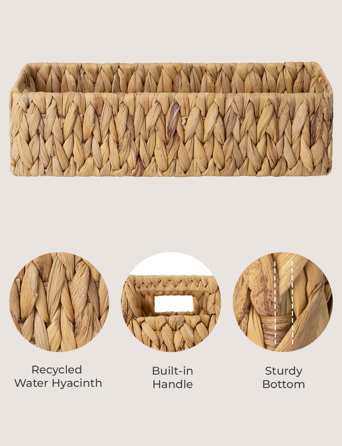 StorageWorks Water Hyacinth Basket for Toilet Paper  Wicker Baskets for Storage with Built-in Handles  14 ?''L x 6 ?''W x 3 ?''H