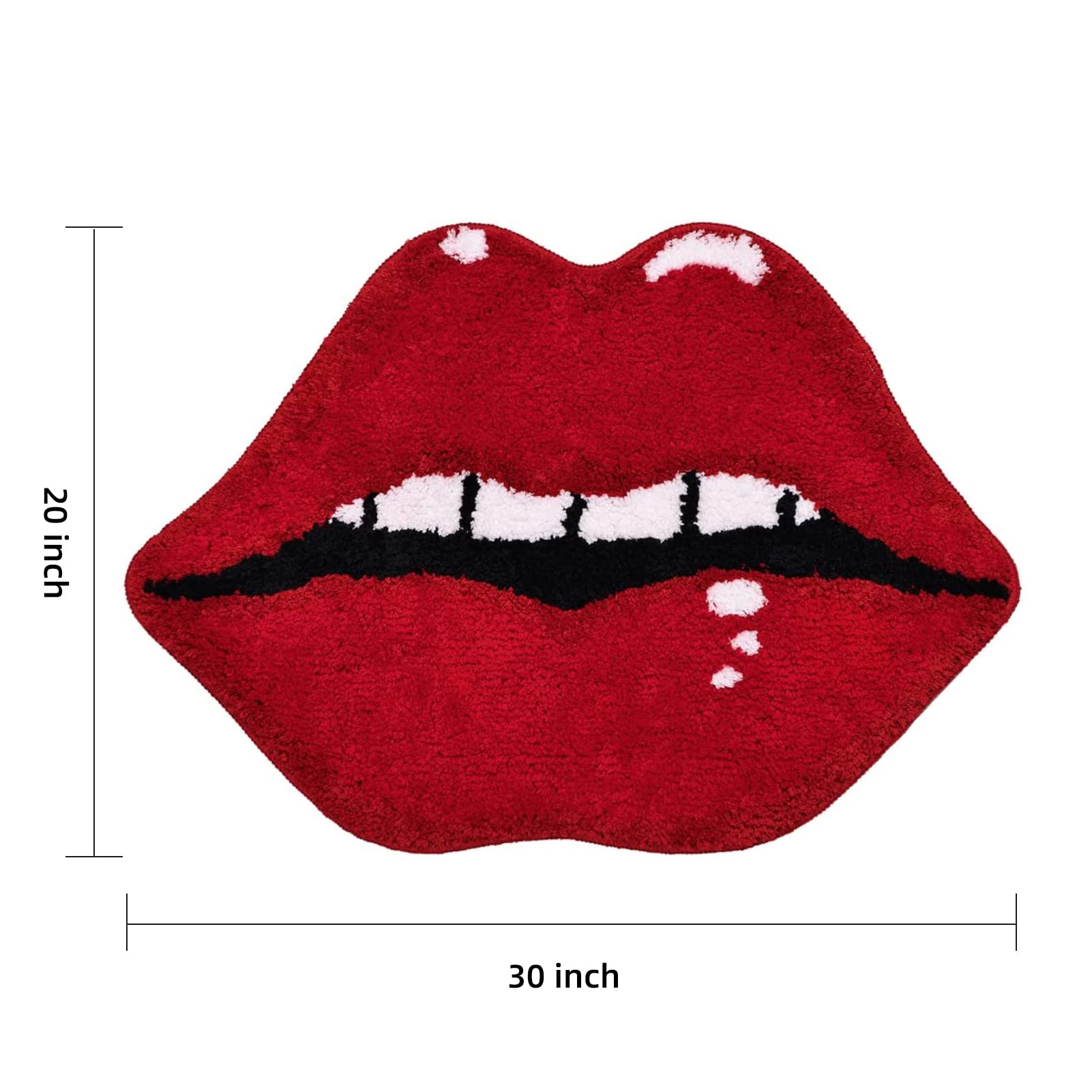 Panstar Lips Shaped Bathroom Rug, Cute Red Bath Mat Non Slip, Absorbent, Plush Shower Rugs For Bathtub