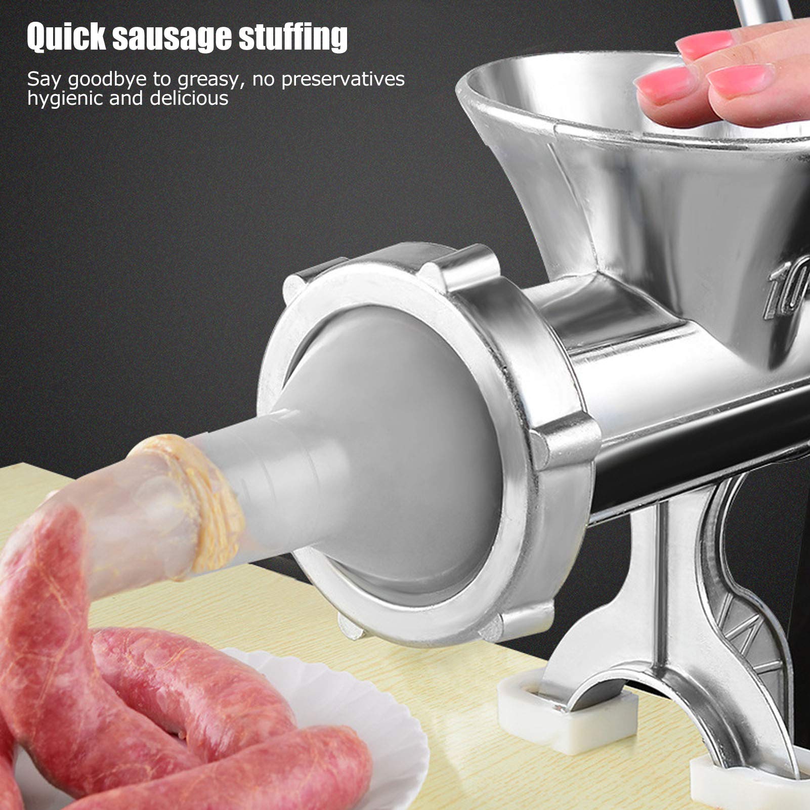 Meat Grinder, Manual Household Aluminum Alloy Mincer Machine Sausage Meat Grinder Pepper Spice Grinding Machine With Sausage Stu