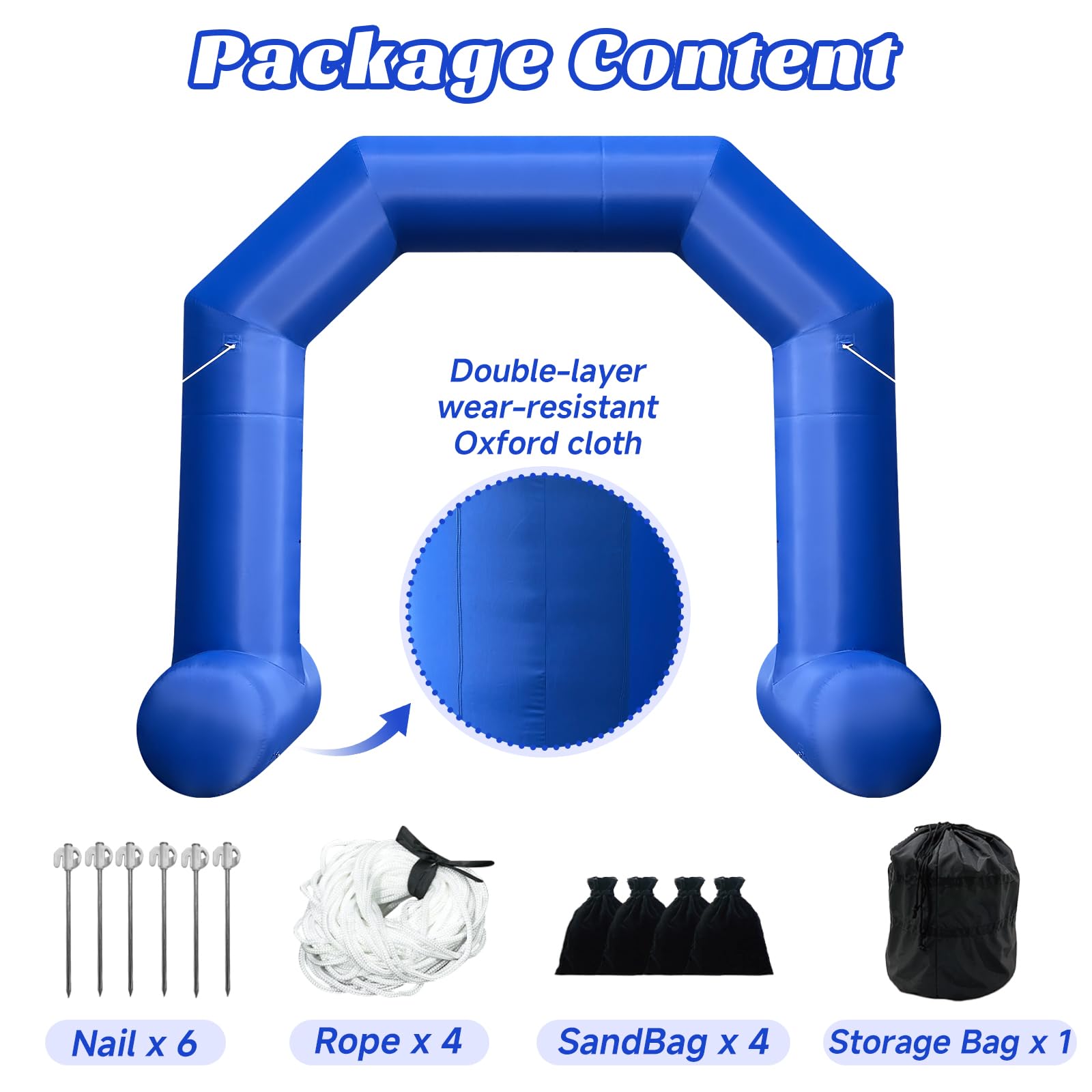Cinnliy 33Ft Inflatable Archway,Blue Inflatable Start and Finish Arch Outdoor,Sport Blow up Arch Inflatable for Race Outdoor Spo
