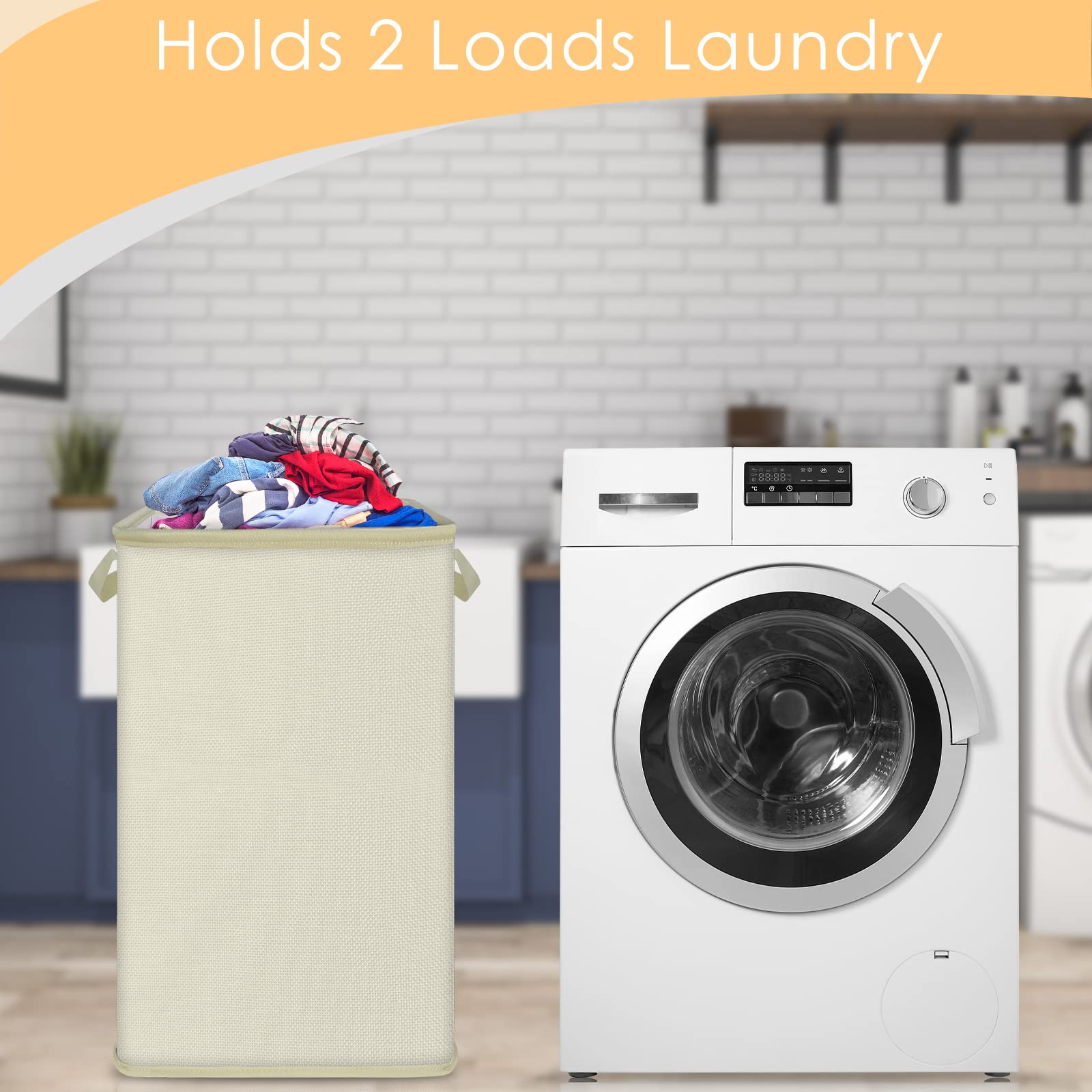 Snigjat Large Laundry Hamper, Tall Laundry Hamper With Sturdy Handles, Hampers For Laundry, Rectangular Dirty Clothes Hamper For