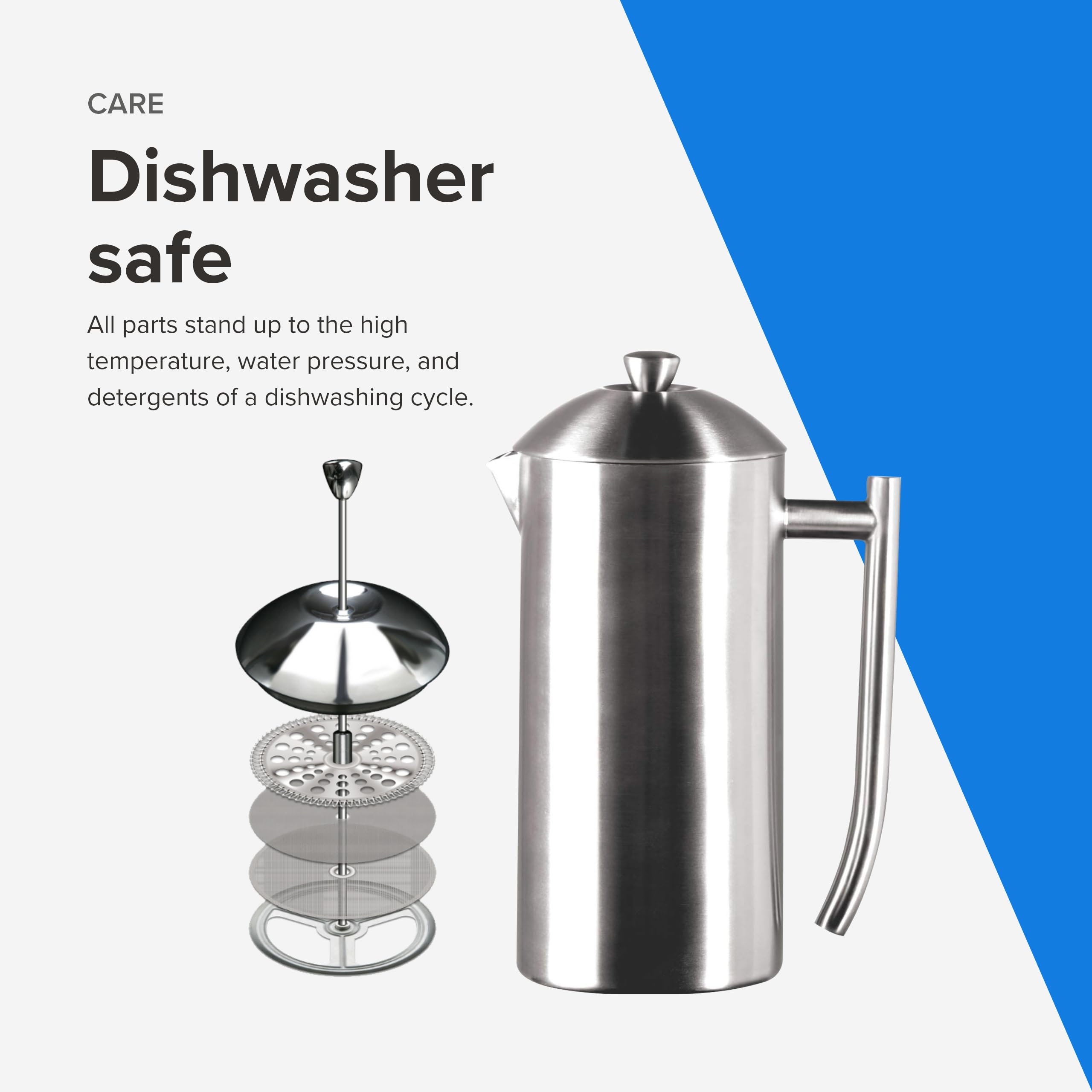 Frieling Double-Walled Stainless Steel French Press - 23 Oz Brushed Insulated Coffee Maker - Portable Metal Coffee Pot