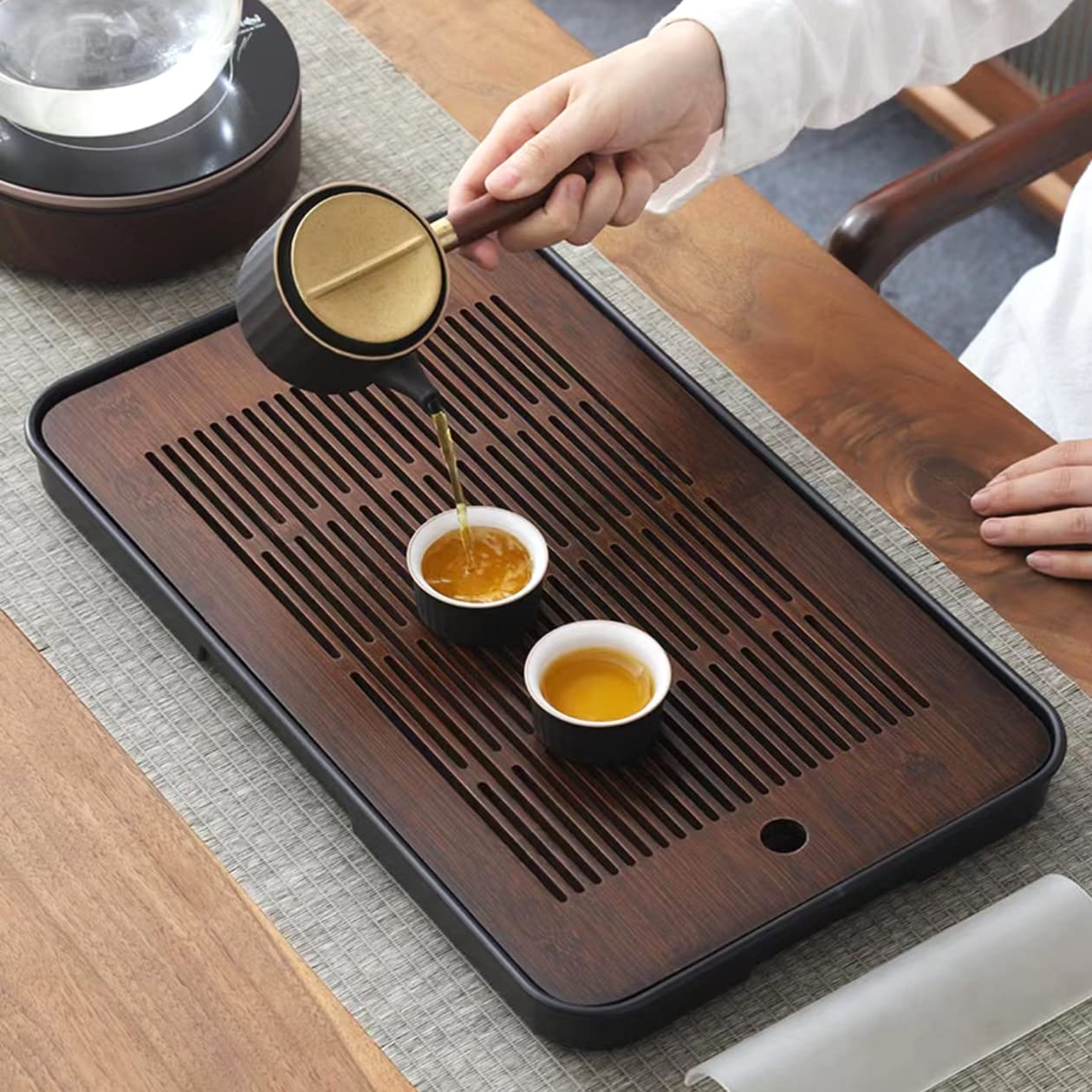 17 Inch Large Bamboo Chinese Gongfu Tea Tray Table Box With Water Storage For Kungfu Kung Fu Tea Set