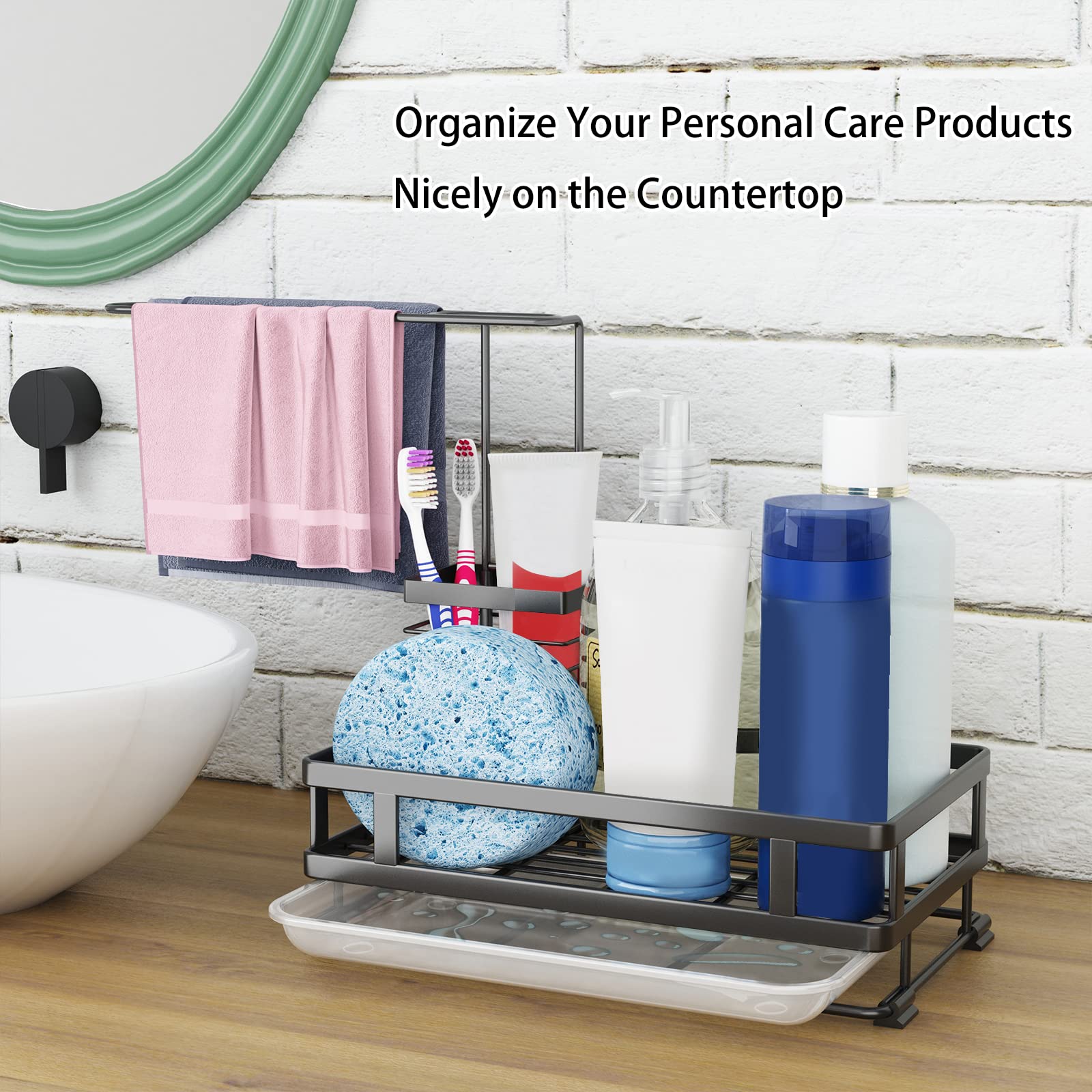 Godboat Kitchen Sink Organizer - Sponge Holder For Kitchen Sink, Non-Slip Kitchen Caddy Sink Organizer, 304 Stainless Steel, Kit