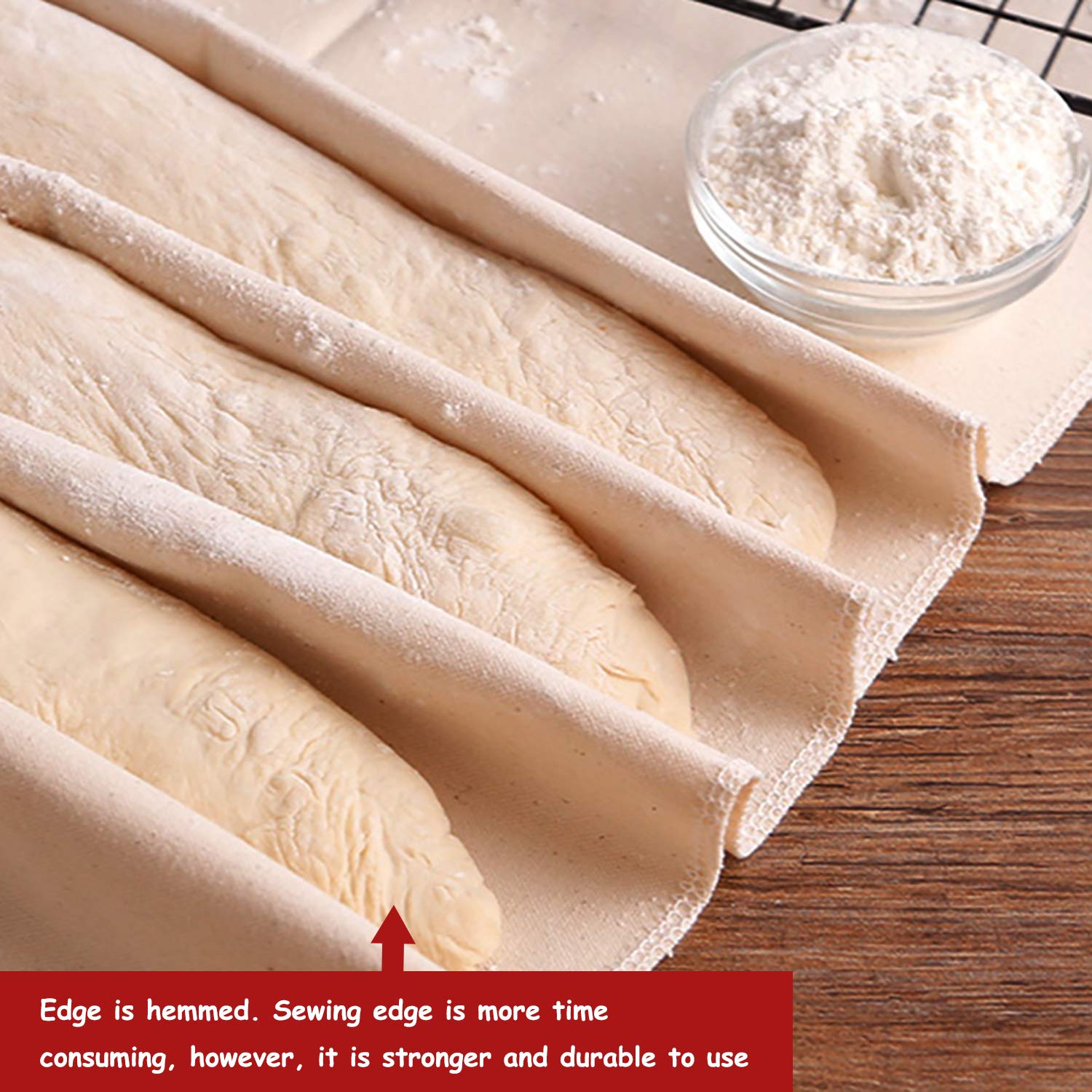 Walfos Professional Proofing Cloth, 17'' X 14'' Heavy Duty Bakers Dough Couche, Natural Cotton, Shaping Tool For Baguettes, Loav