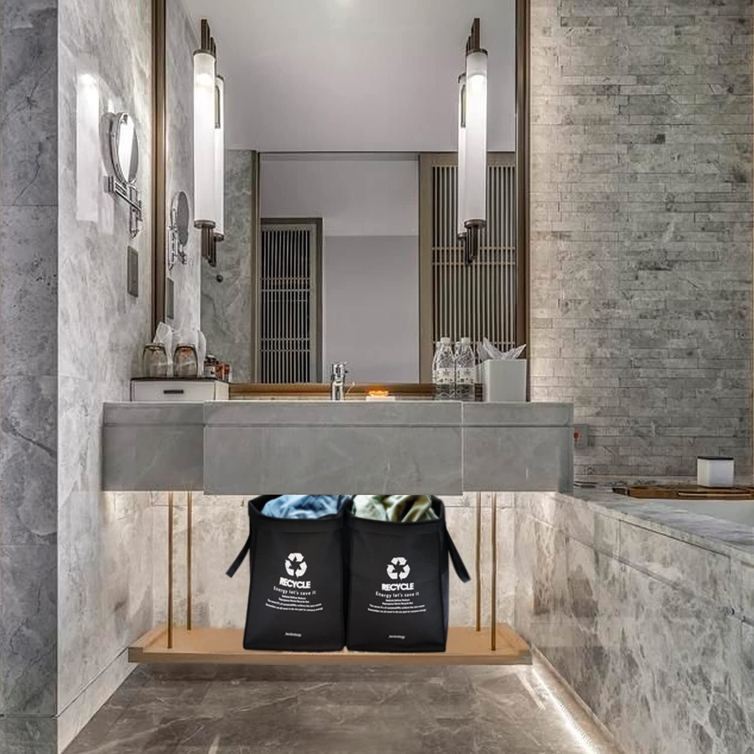 Jesintop Recycle Bins For Kitchen,Ultra-Large Capacity Recycle Waste Bin Bags For Kitchen Home Trash Sorting Bins Organizer Bask