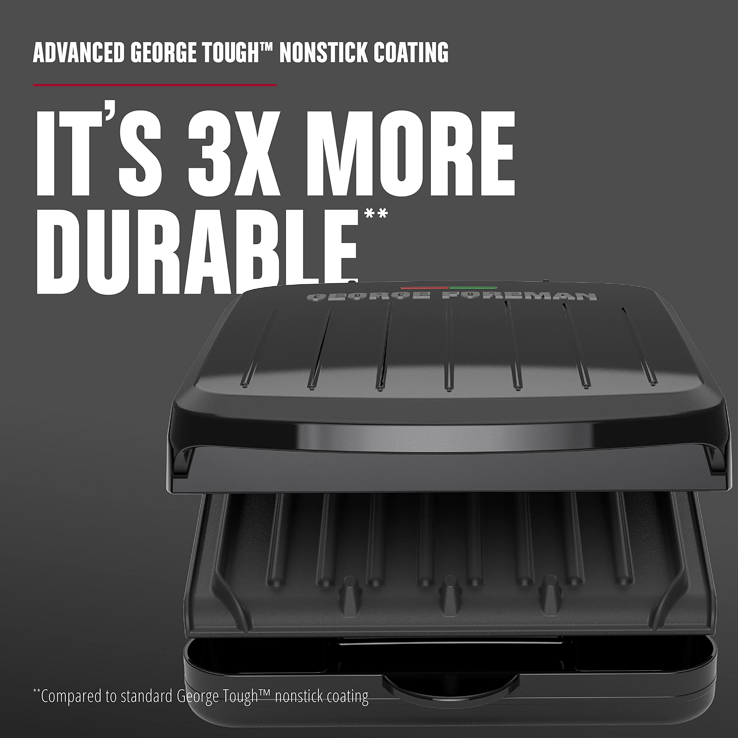 George Foreman 2-Serving Classic Plate Electric Indoor Grill And Panini Press, Black, Grs040B