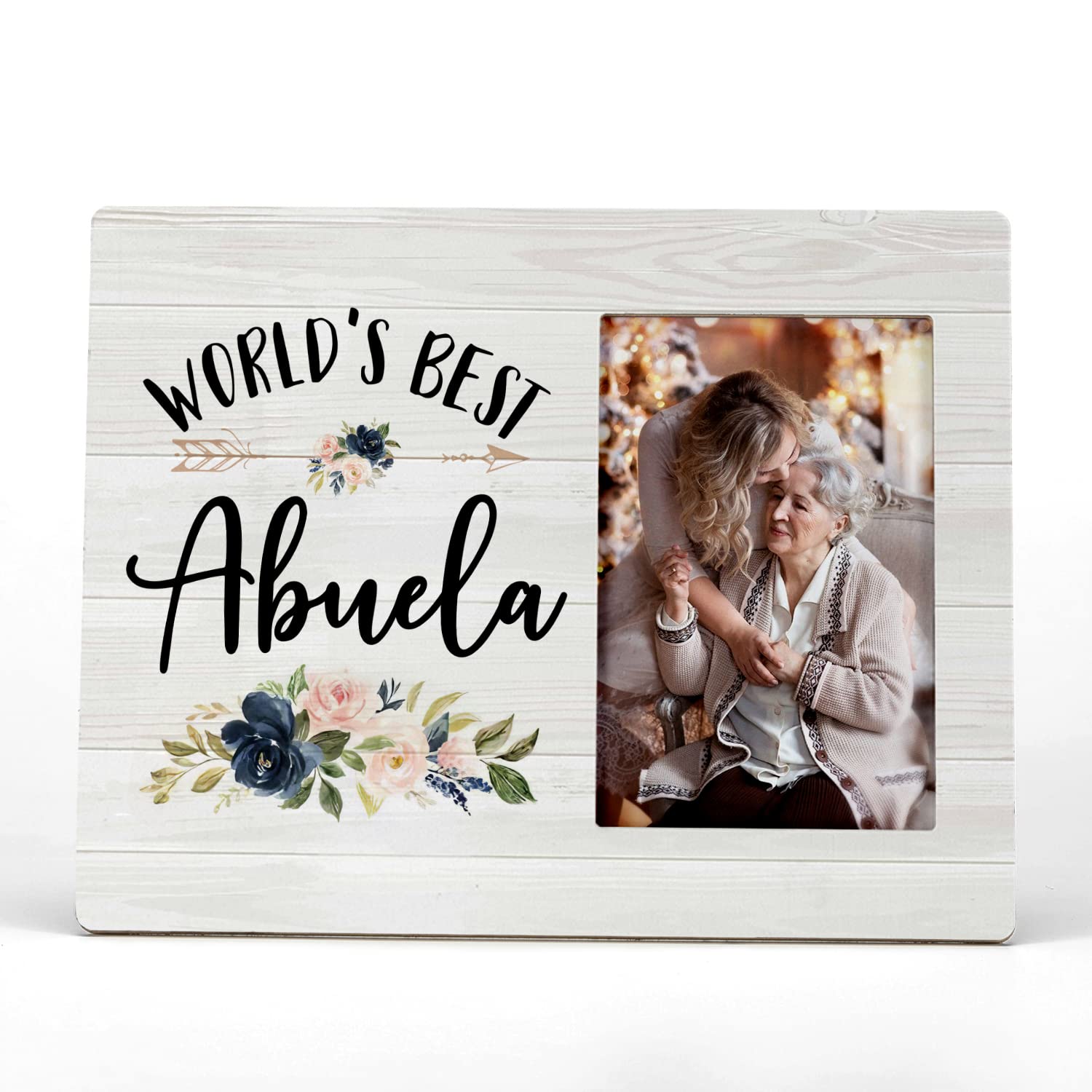 FONDCANYON Worlds Best Abuela Floral Picture Photo Frame, Abuela Grandmother Picture Frames, Mimi Gift, Abuela Grandma Mothers D