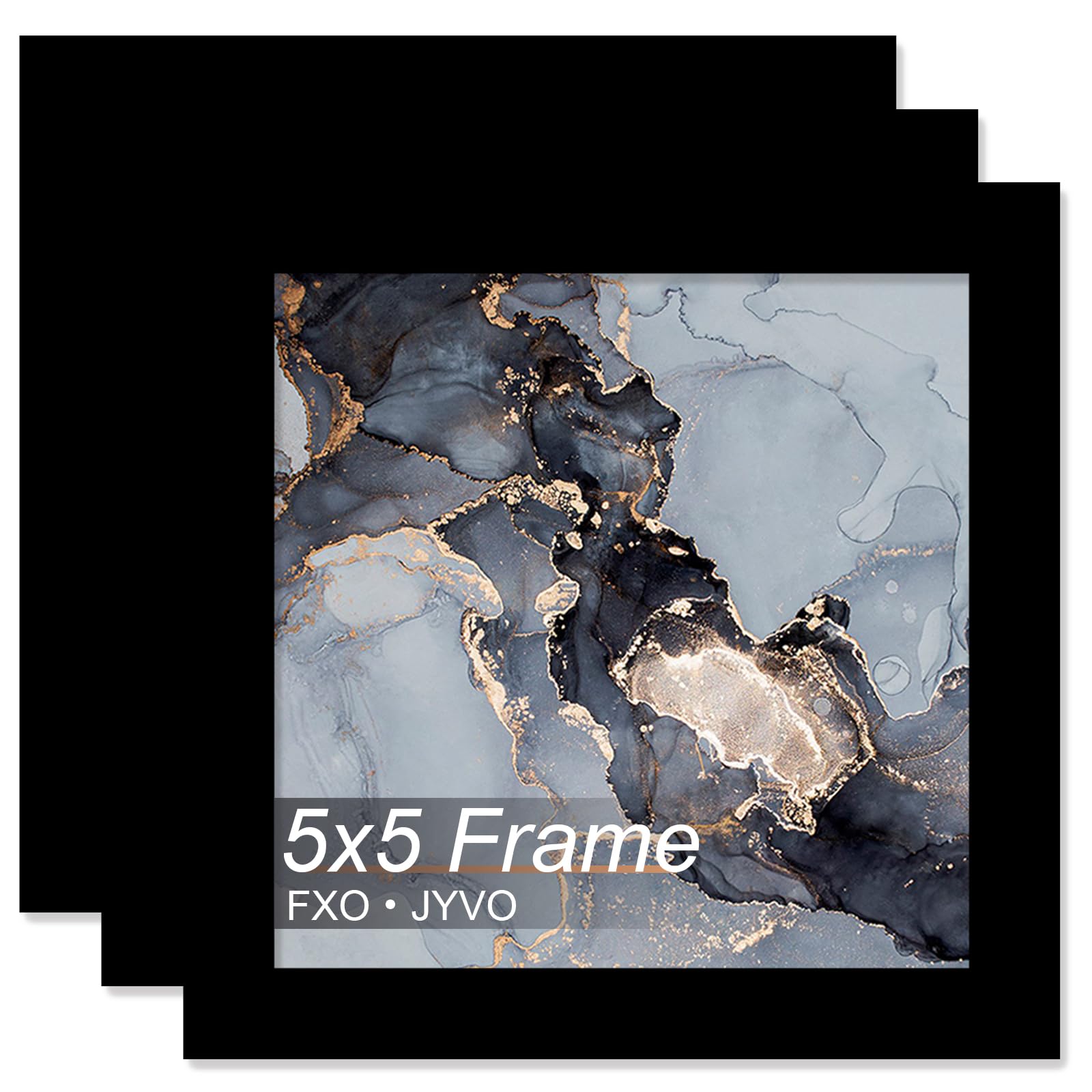 Fxojyvo 5x5 Frame Set of 3, Black Picture Frame for 5 x 5 Square Picture Poster Photo, Light Weight and High Transparent 5 by 5 