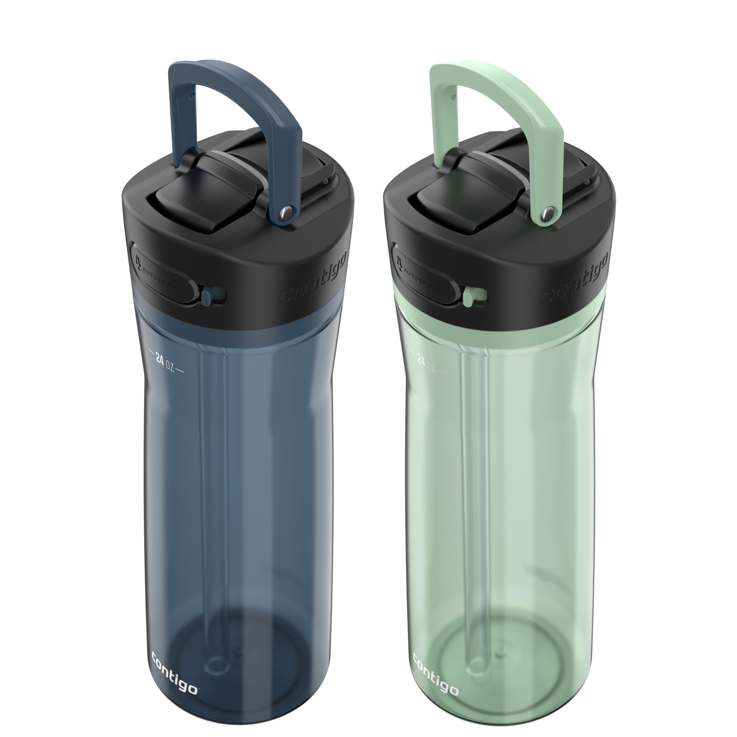 Contigo Ashland 2.0 Autospout Water Bottle, 24 Oz, 2-Pack, Blueberry; Agave