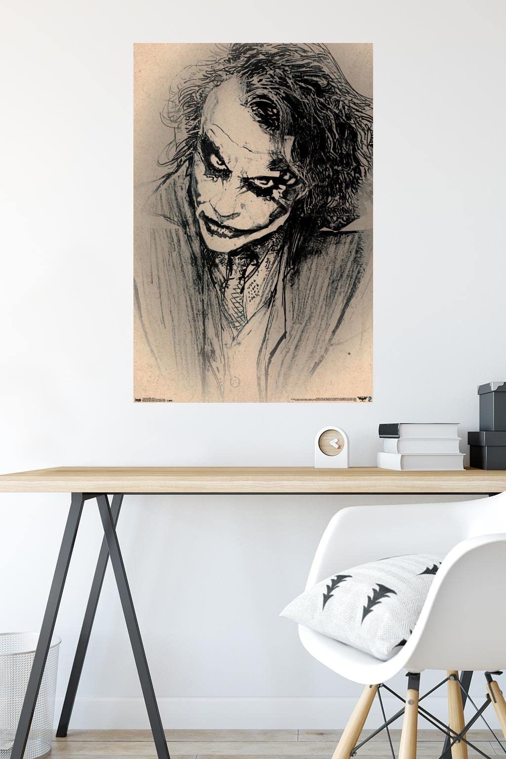 Trends International Dc Comics Movie-The Dark Knight-The Joker-Sketch Wall, 22.375'' X 34'', Poster & Clip Bundle