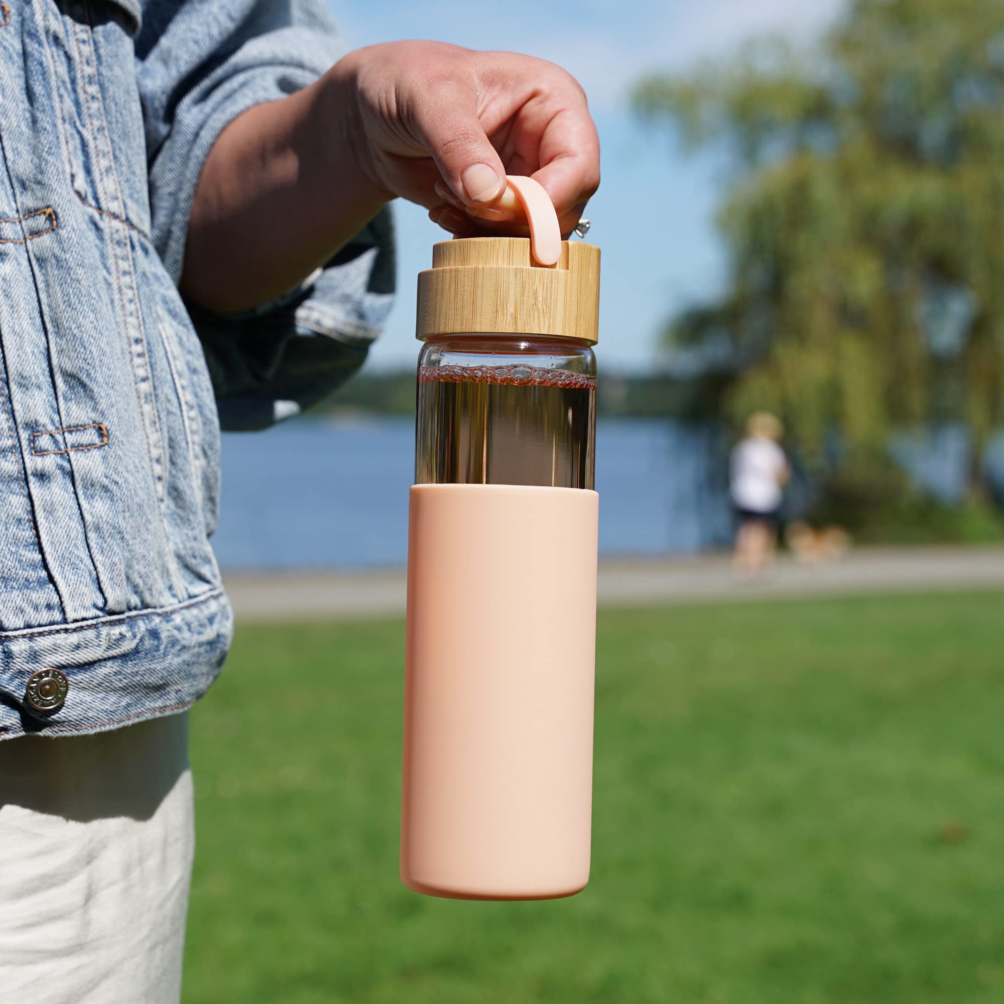 Dana Glass Travel Mug In Coral By Pinky Up