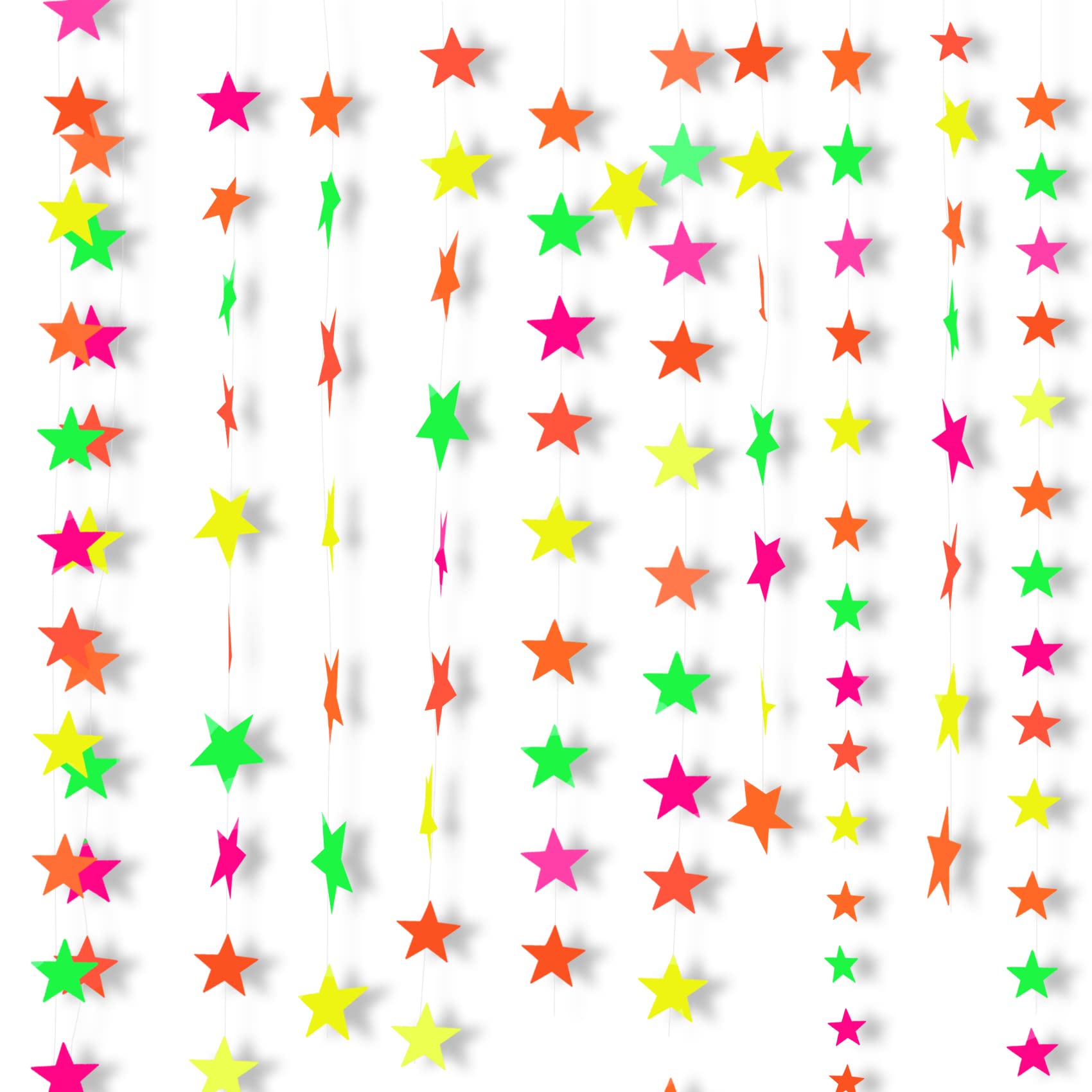 108Ft Neon Glow Party Star Paper Garland Uv Glow In The Dark Party Supplies Garlands Neon Party Paper Streamers For Blacklight F