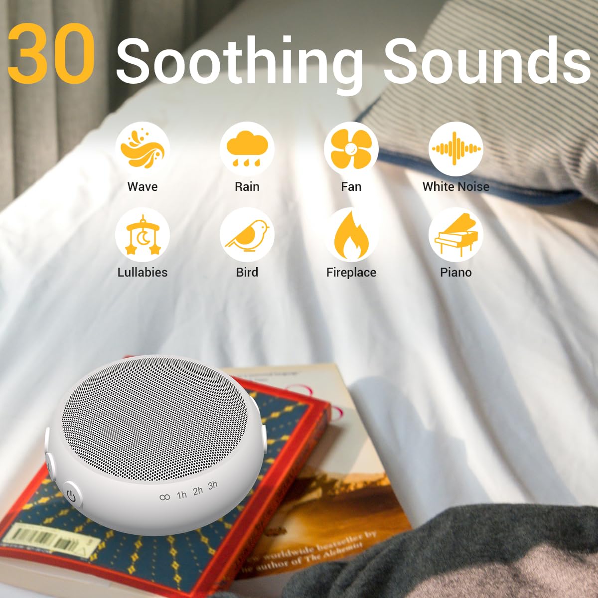 Soundme Mini Sleep Sound Machine 30 Soothing Natural Sounds With 36 Volume Control Pink Brown Noise Machine Compact Size Travel